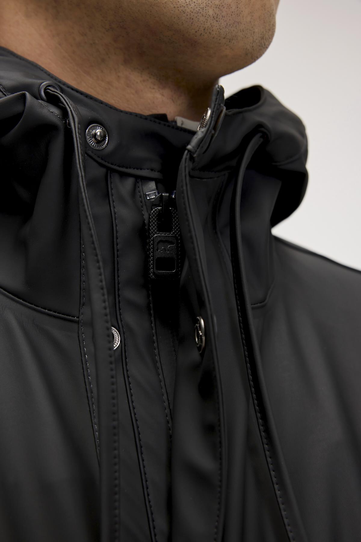 Patrol Raincoat Siyah Erkek Kapüşonlu Yağmurluk 