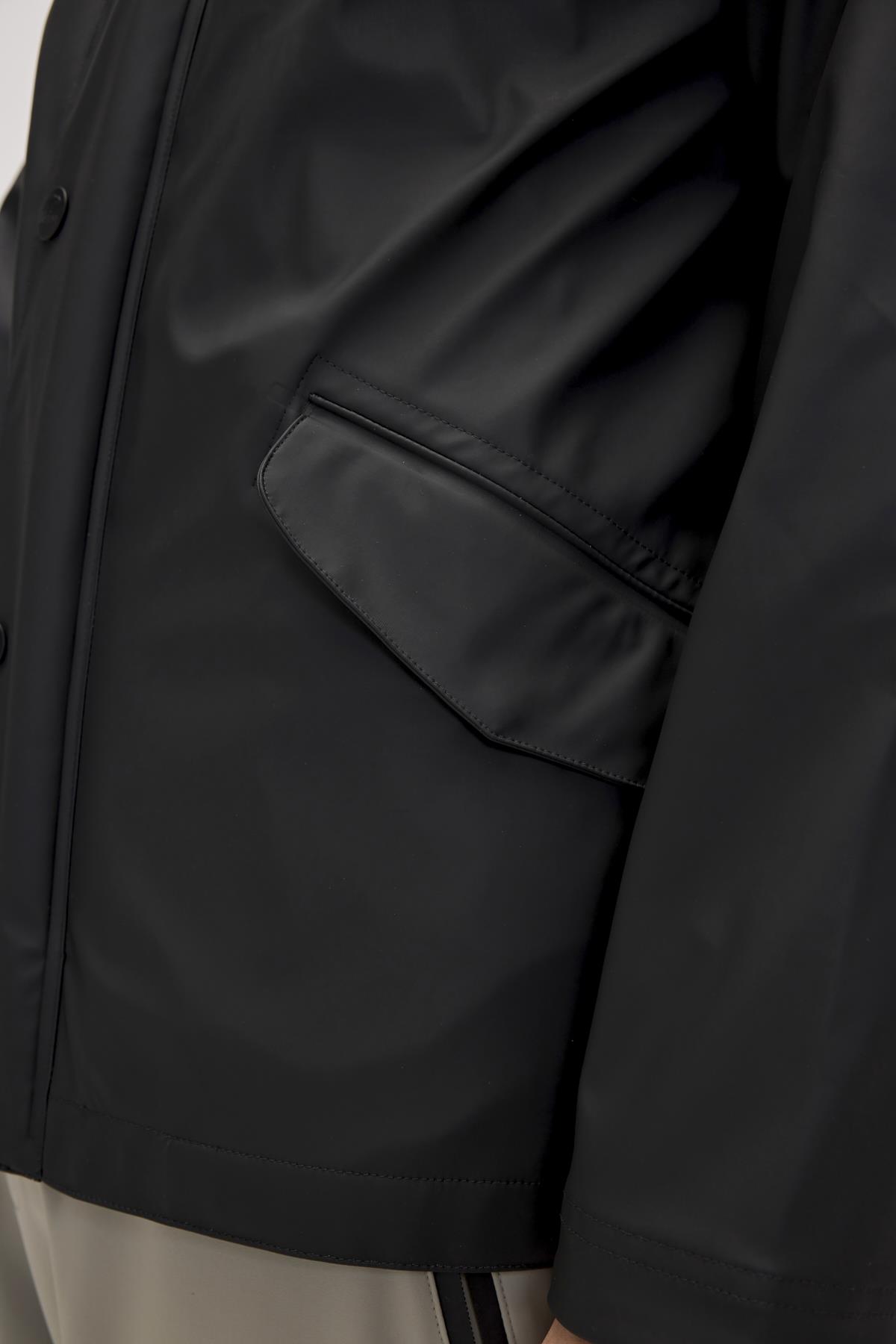 Patrol Raincoat Siyah Erkek Kapüşonlu Yağmurluk 