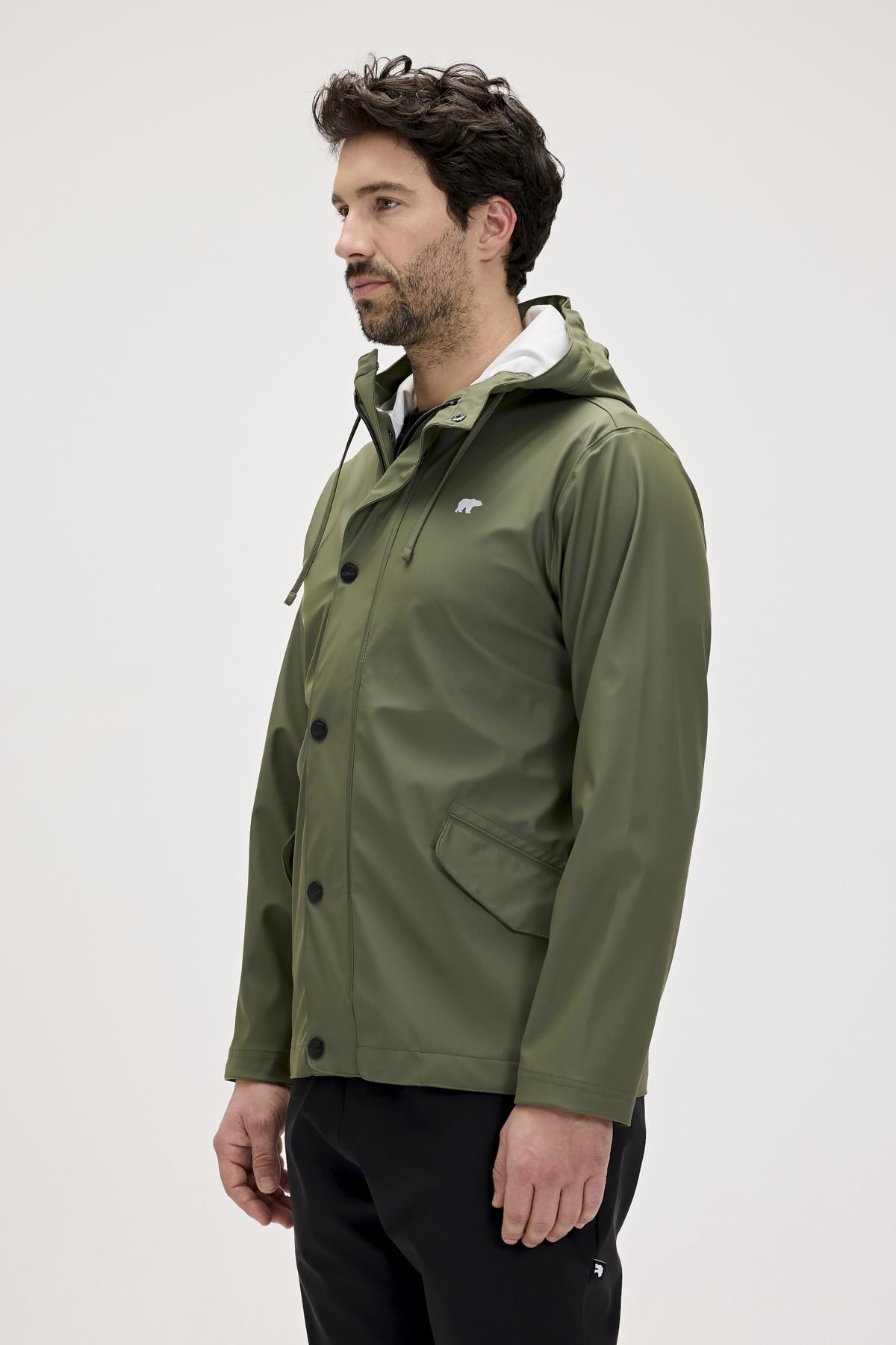 Patrol Raincoat Thyme Yeşil  Erkek Kapüşonlu Yağmurluk 