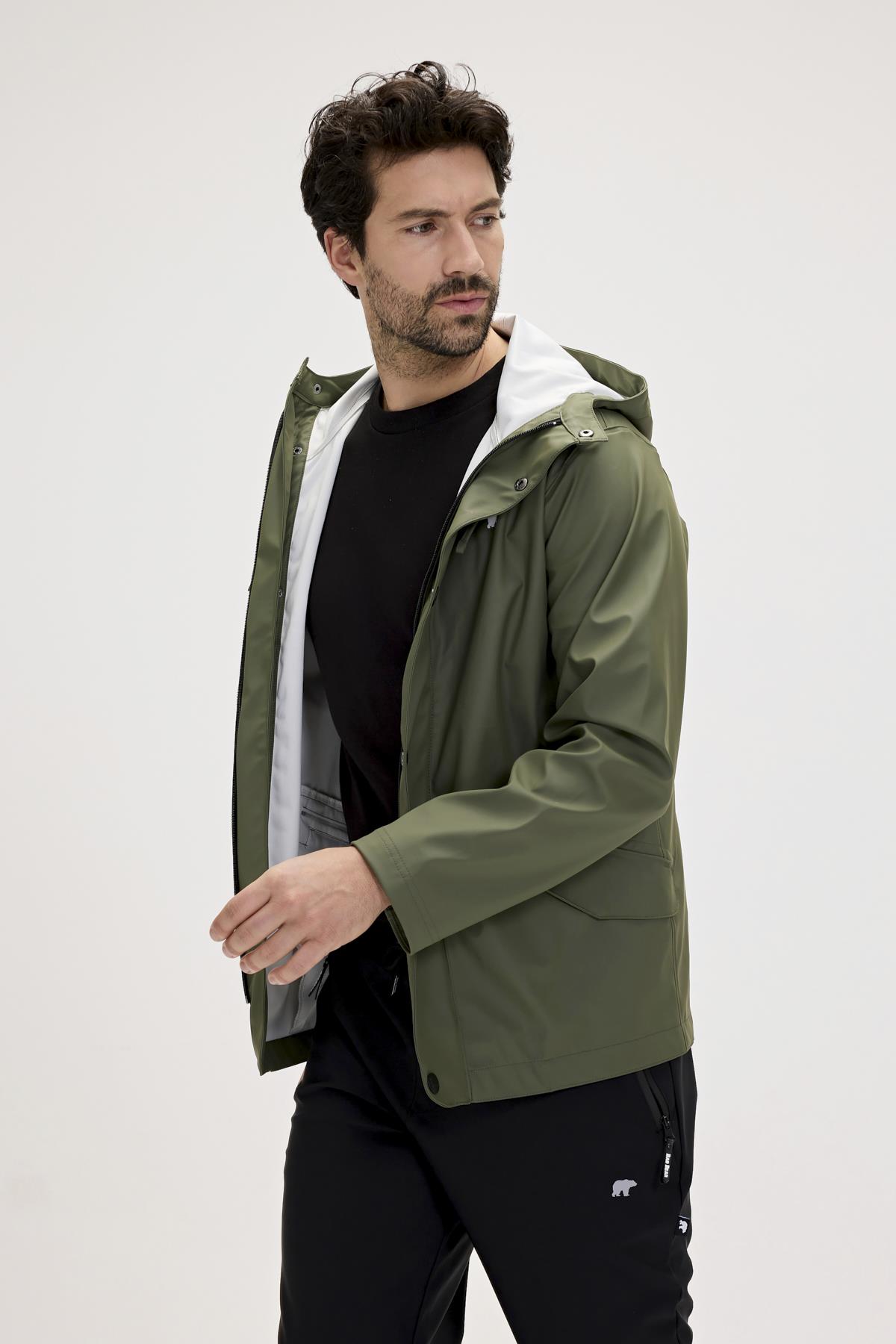 Patrol Raincoat Thyme Yeşil  Erkek Kapüşonlu Yağmurluk 