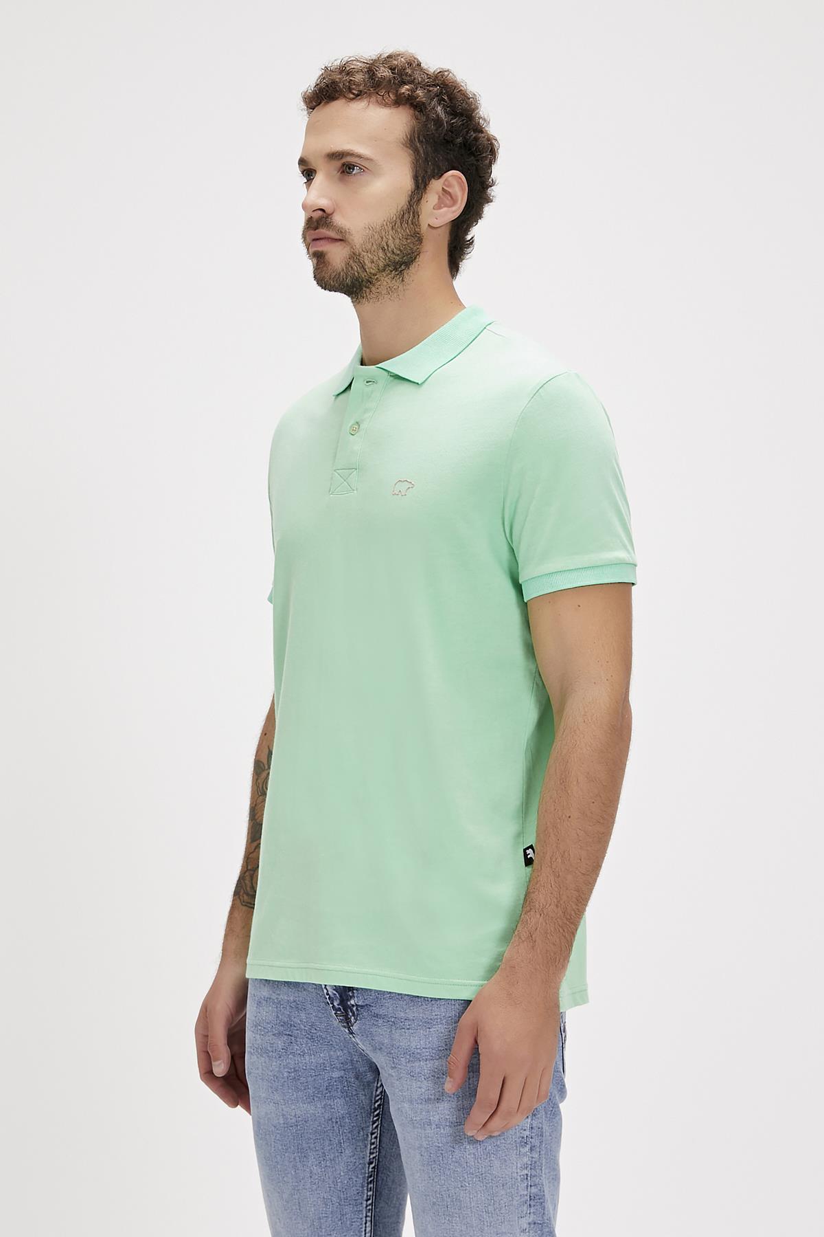 Pure Polo Yaka Su Yeşil Erkek Tişört