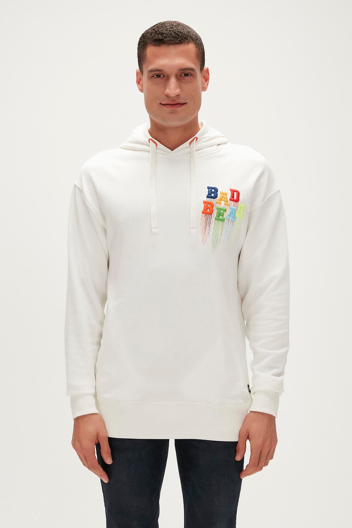 Rainbow Hoodie Off-White Beyaz Kapüşonlu Erkek Sweatshirt
