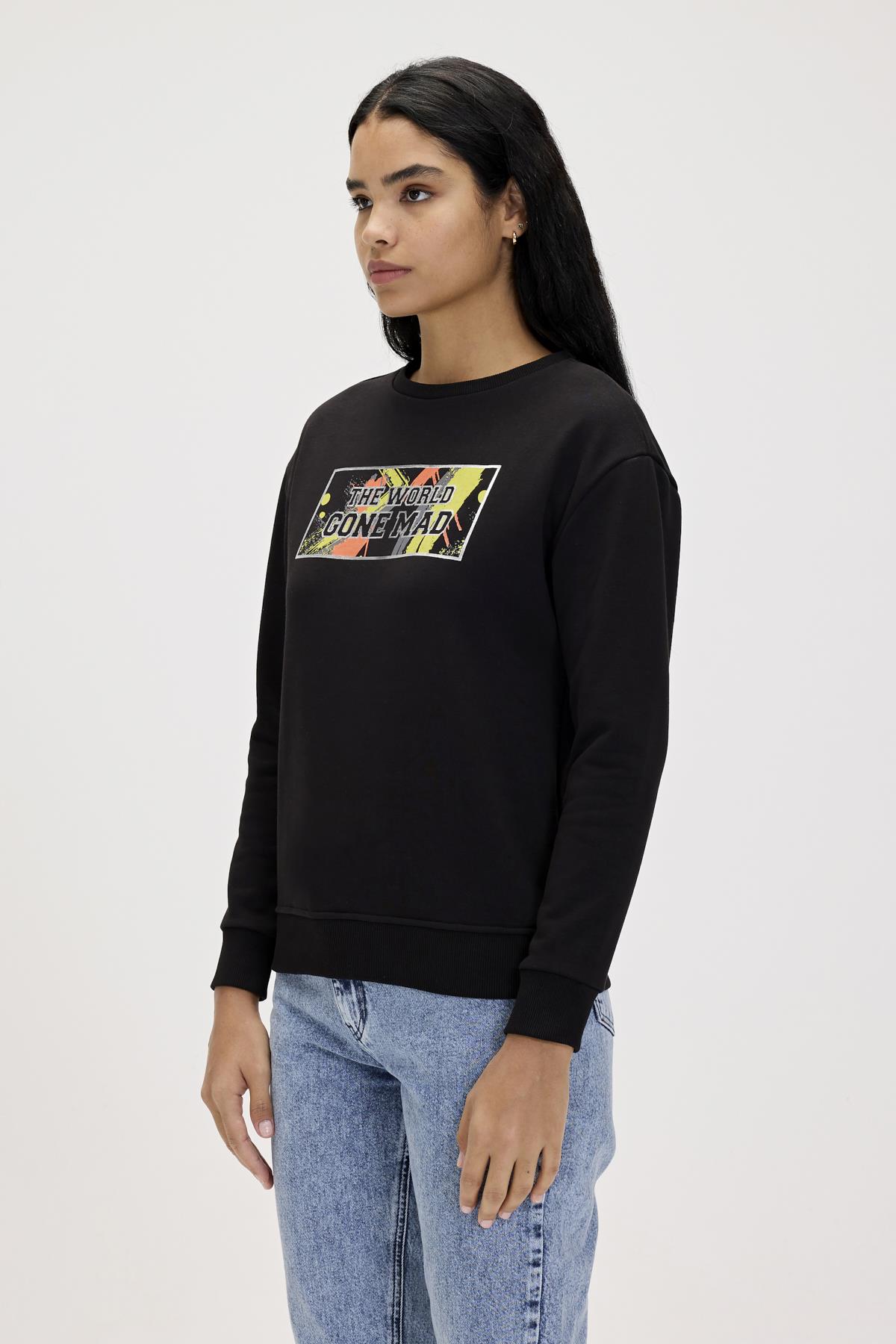Re-Carina Siyah Kadın Sweatshirt