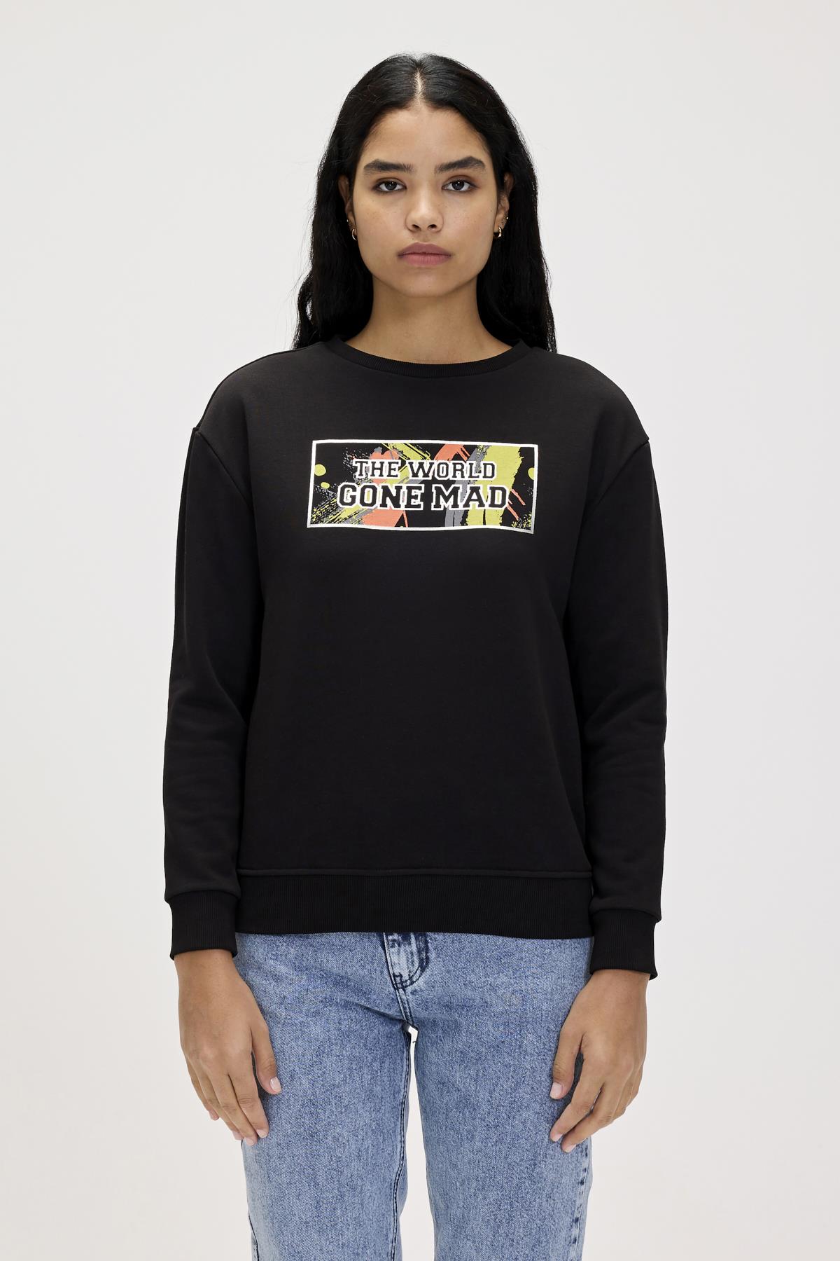 Re-Carina Siyah Kadın Sweatshirt