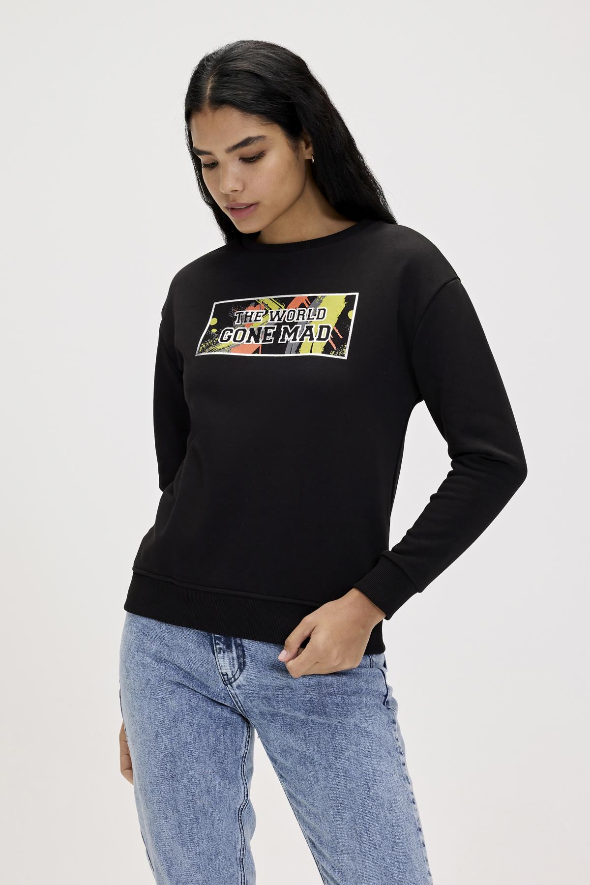 Re-Carina Siyah Kadın Sweatshirt