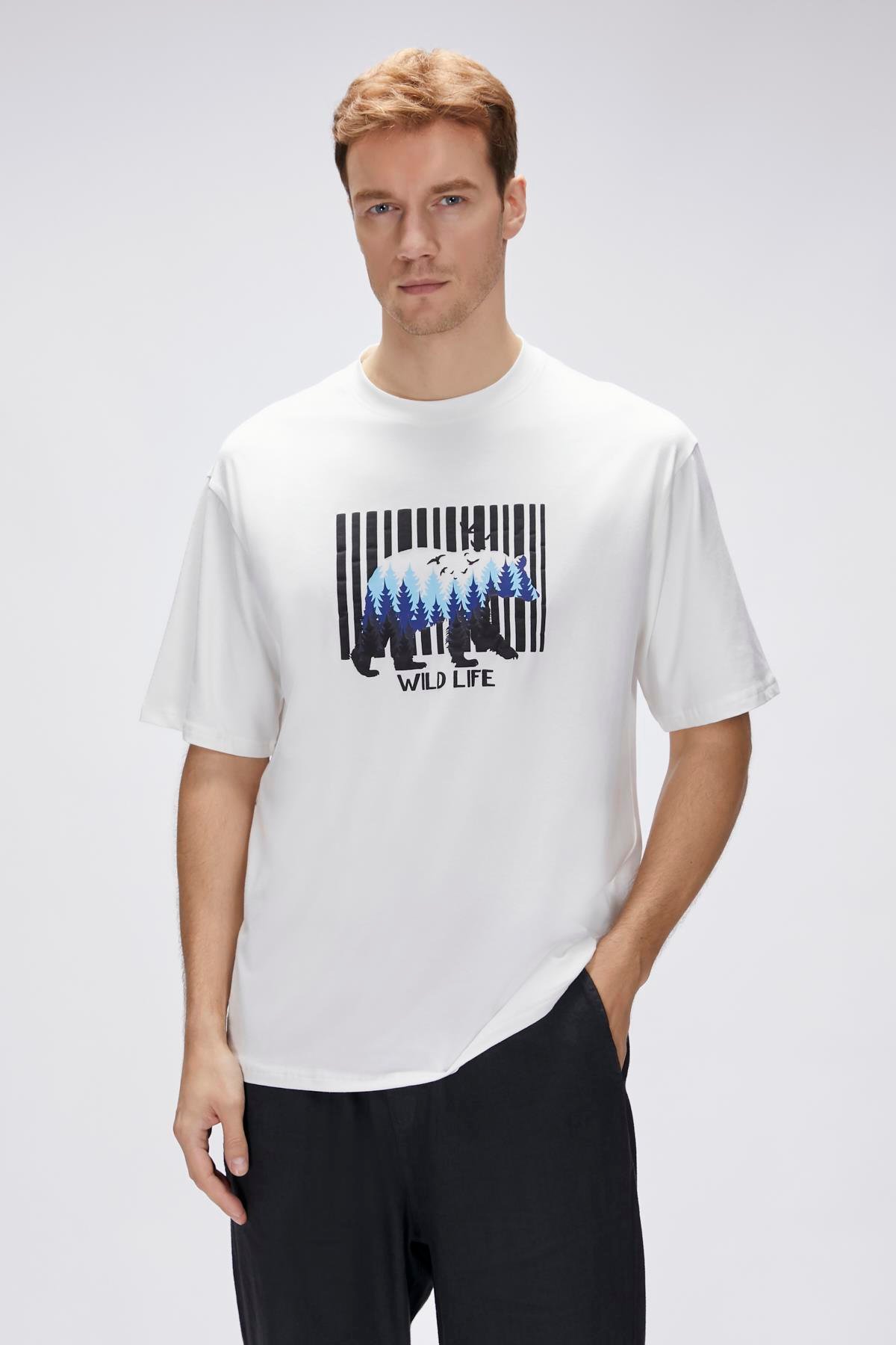 Reid Beyaz Erkek Oversize Tişört