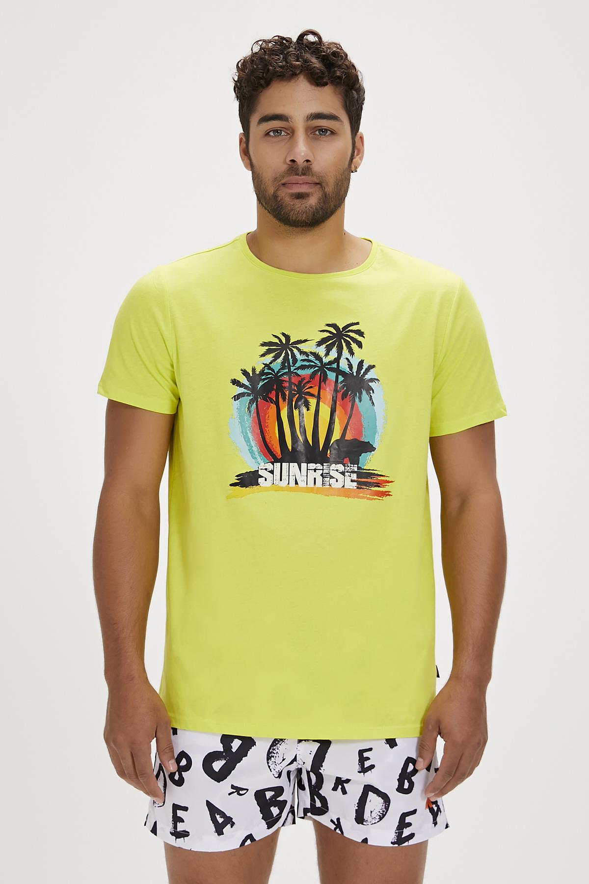 Ricardo Yeşil Baskılı Erkek Tişört