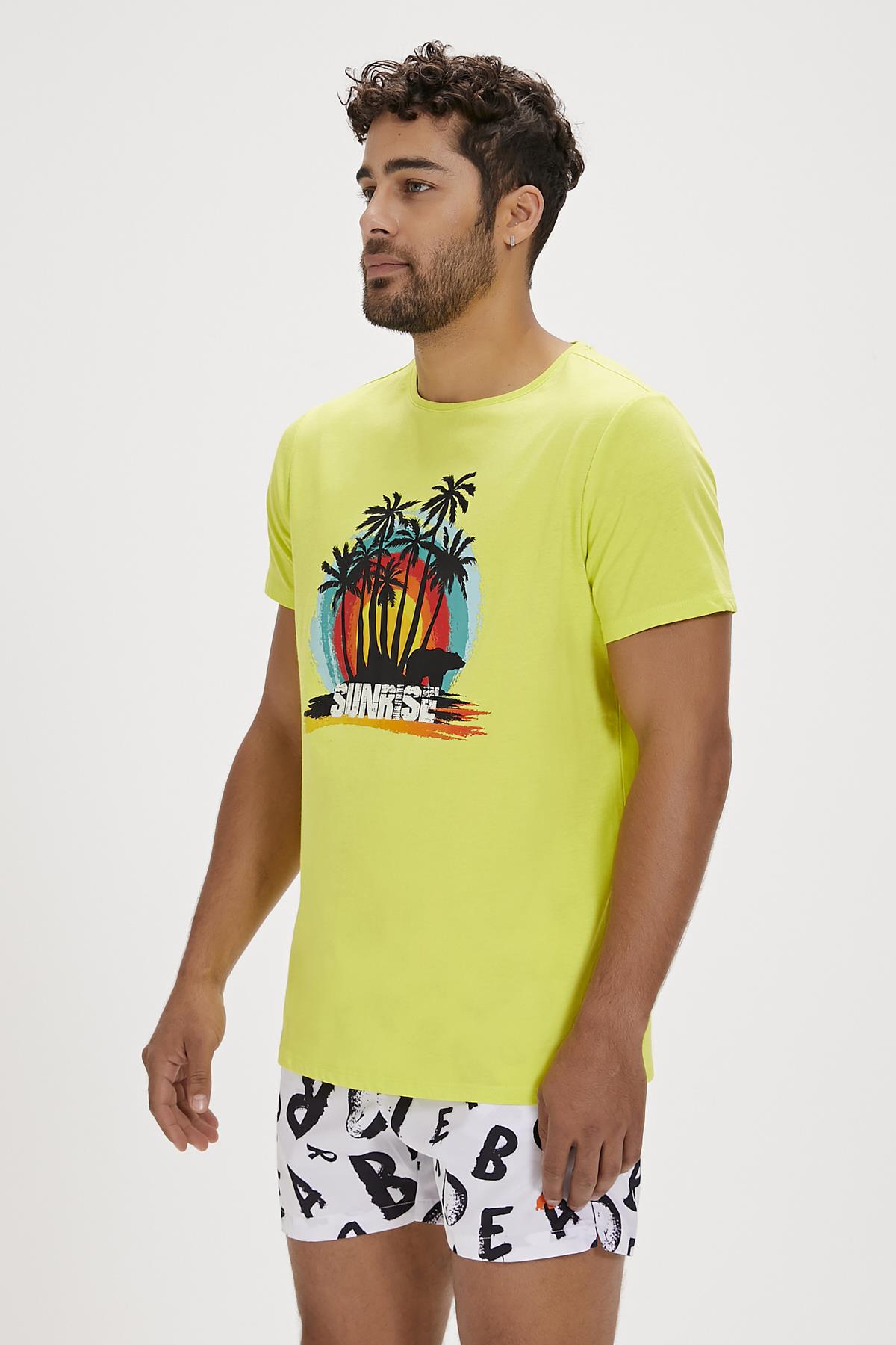 Ricardo Yeşil Baskılı Erkek Tişört