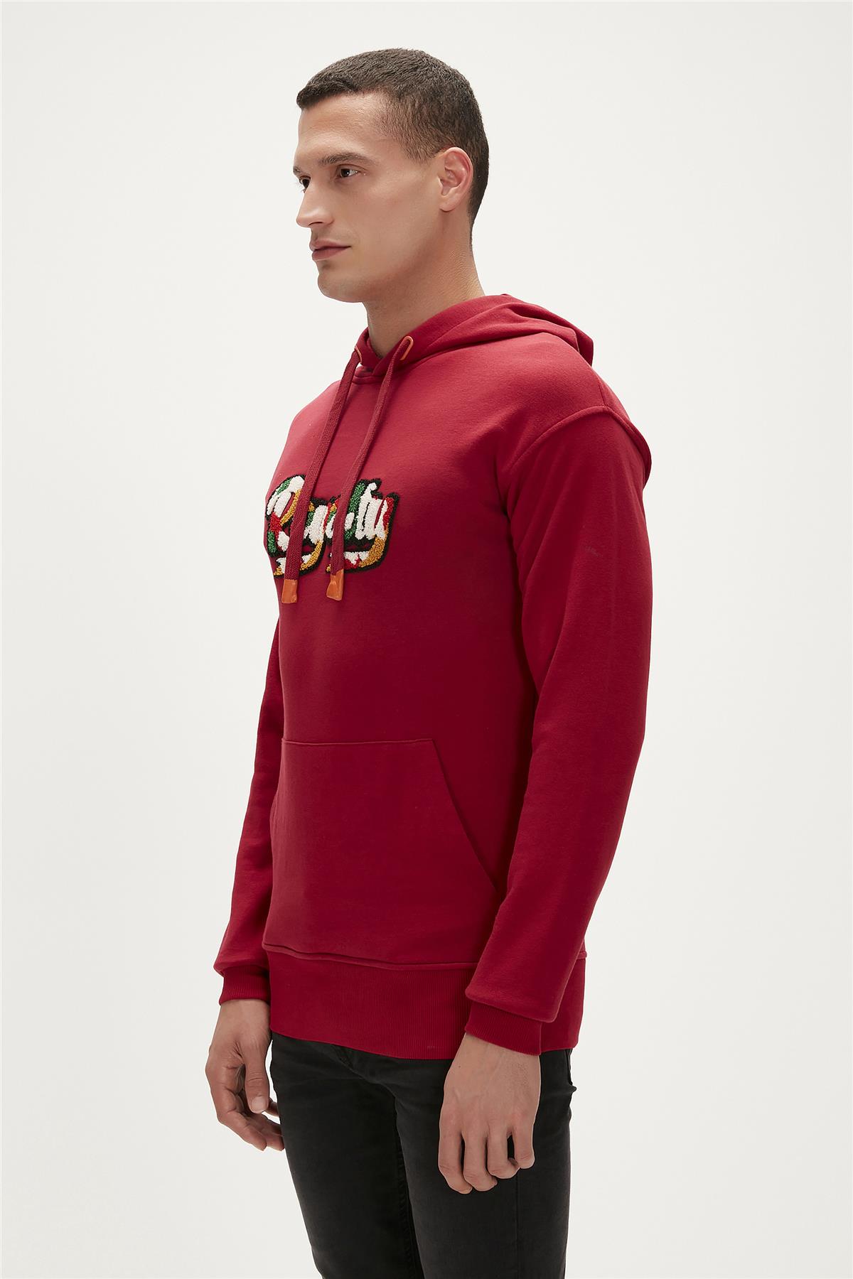 Royalty Hoodie Maroon Bordo Kapüşonlu Erkek Sweatshirt