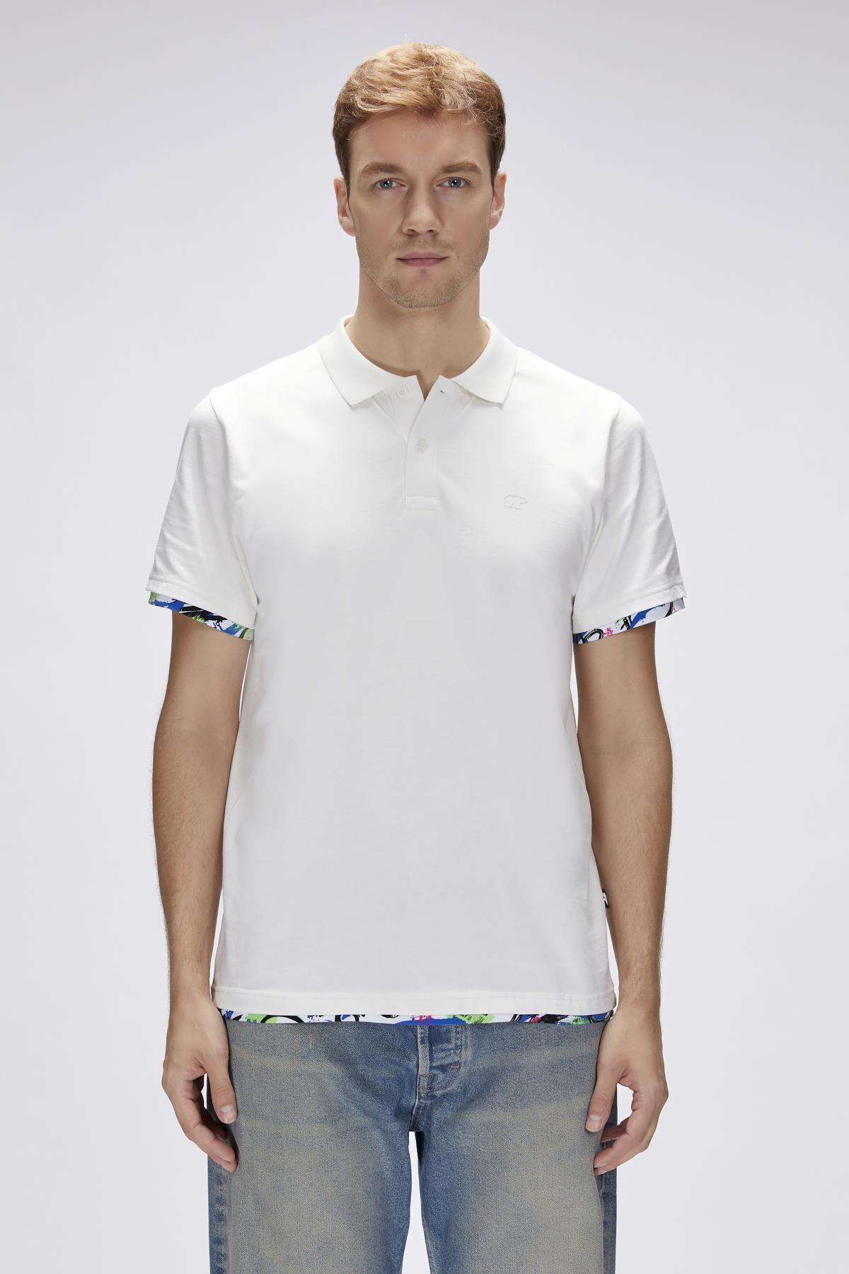 Rubin Beyaz Polo Yaka Erkek Tişört