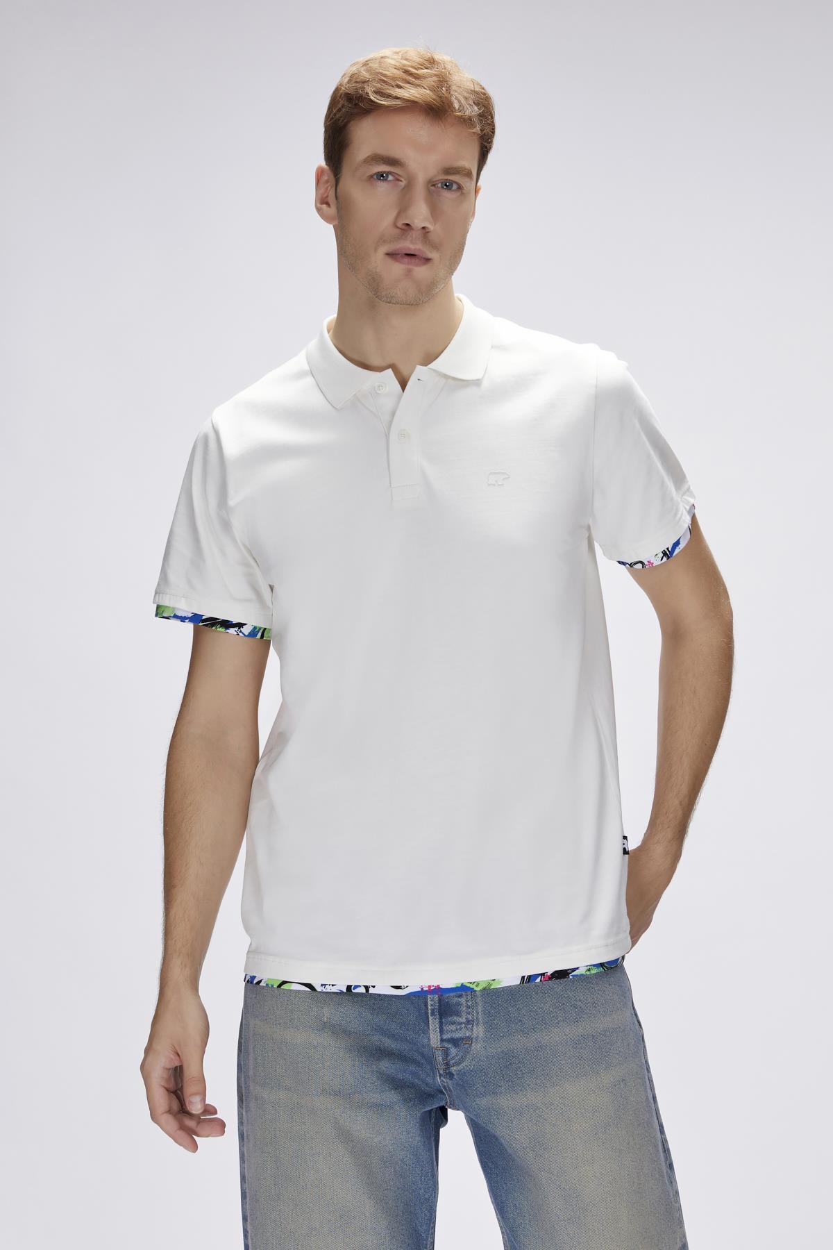 Rubin Beyaz Polo Yaka Erkek Tişört