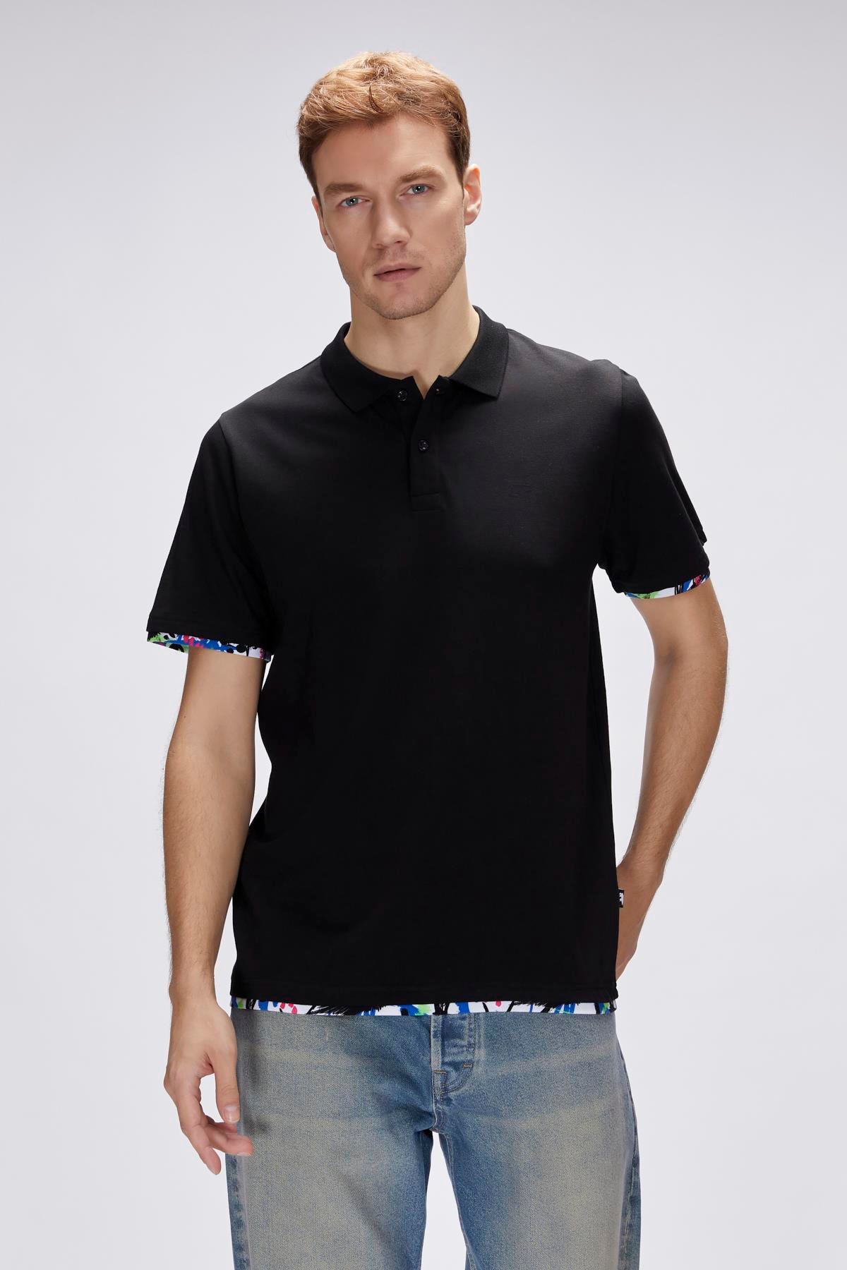 Rubin Siyah Polo Yaka Erkek Tişört