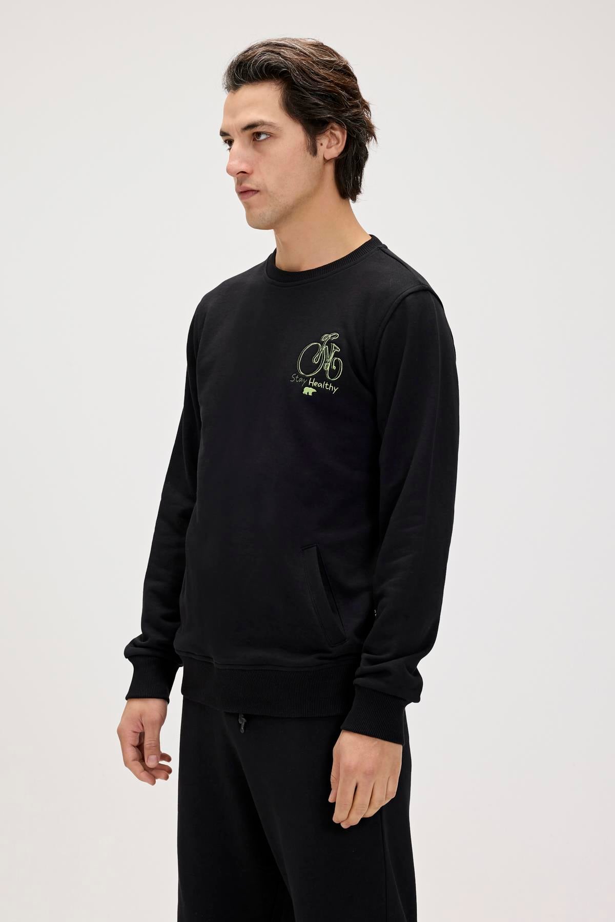 Runway Siyah Erkek Baskılı Sweatshirt