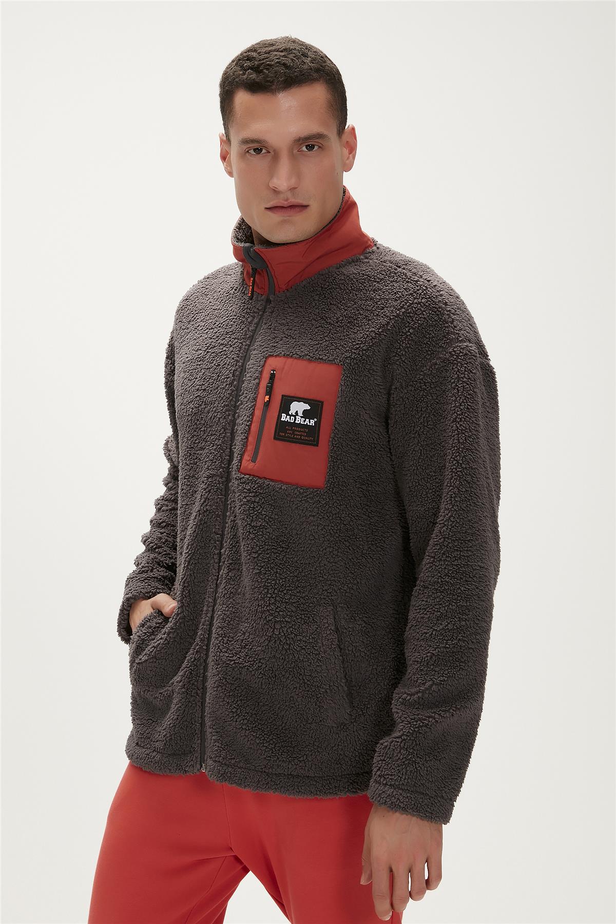 Ryan Plush Full-Zip Antrasit Erkek Sweatshirt