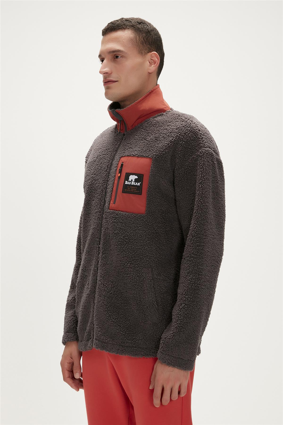 Ryan Plush Full-Zip Antrasit Erkek Sweatshirt