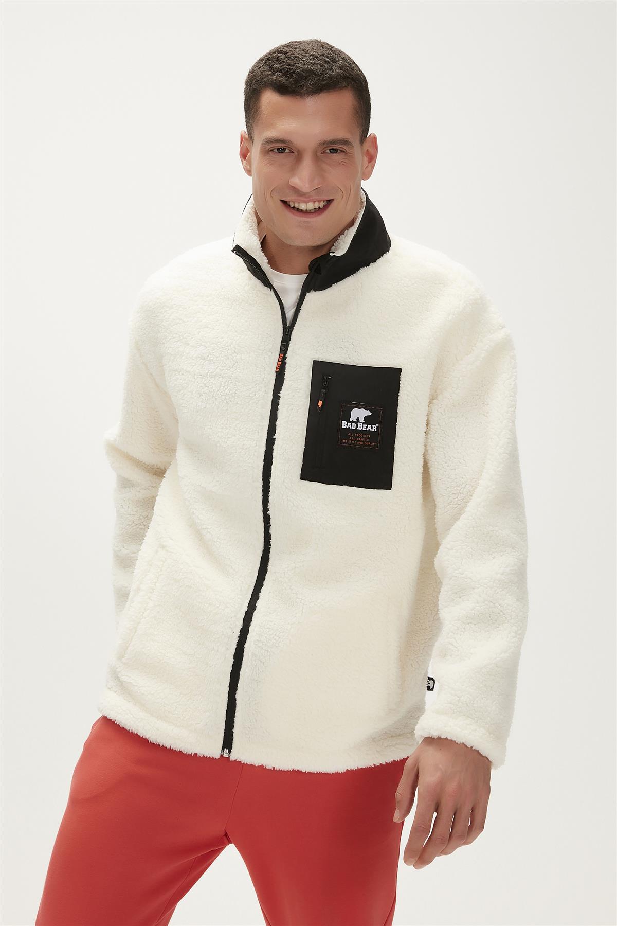 Ryan Plush Full-Zip Marshmallow Beyaz Erkek Sweatshirt