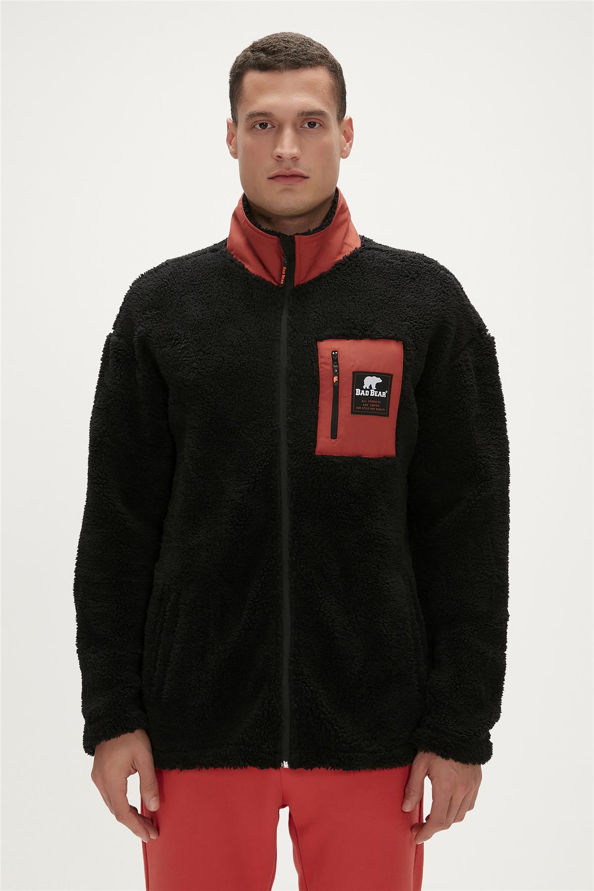 Ryan Plush Full-Zip Siyah Erkek Sweatshirt