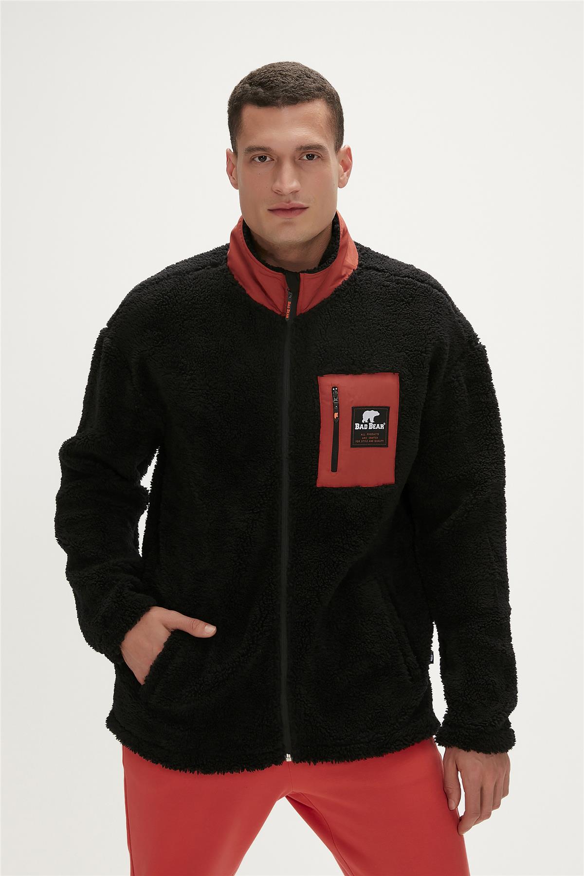 Ryan Plush Full-Zip Siyah Erkek Sweatshirt