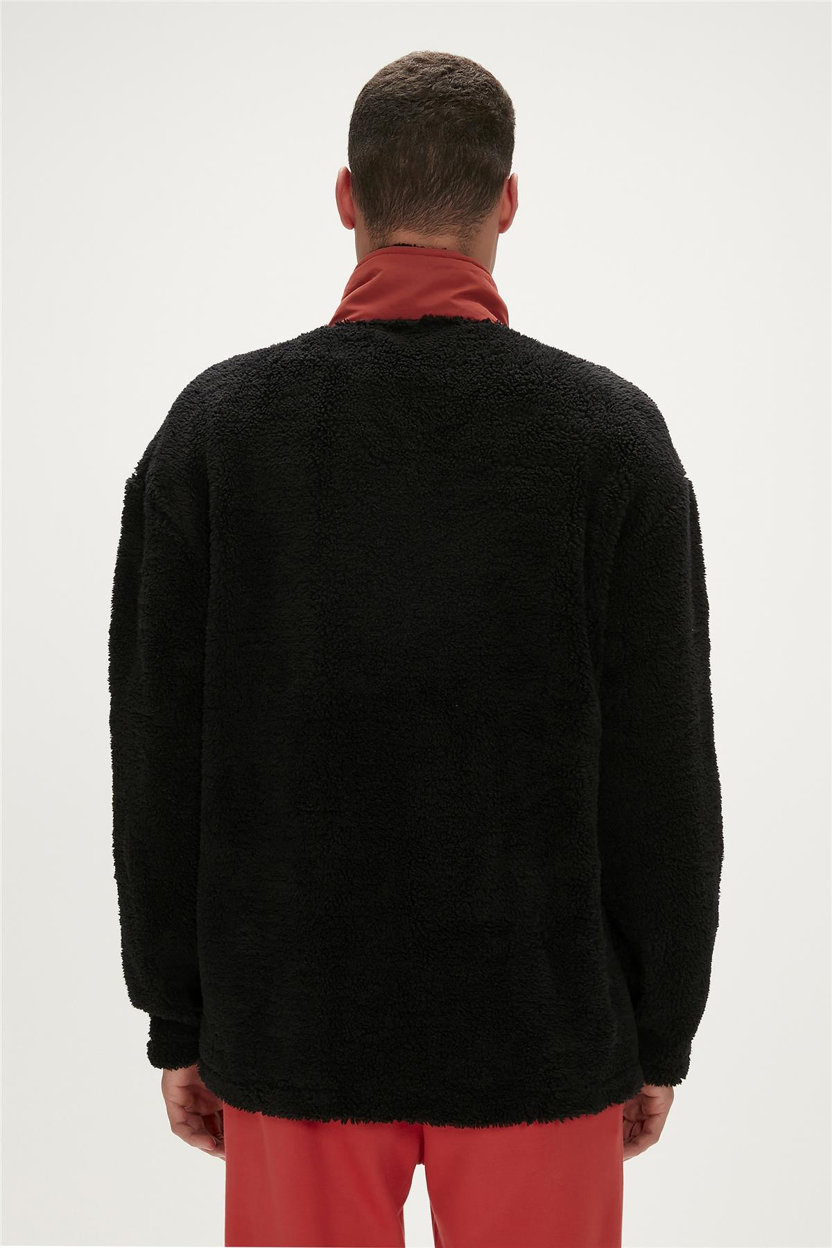 Ryan Plush Full-Zip Siyah Erkek Sweatshirt