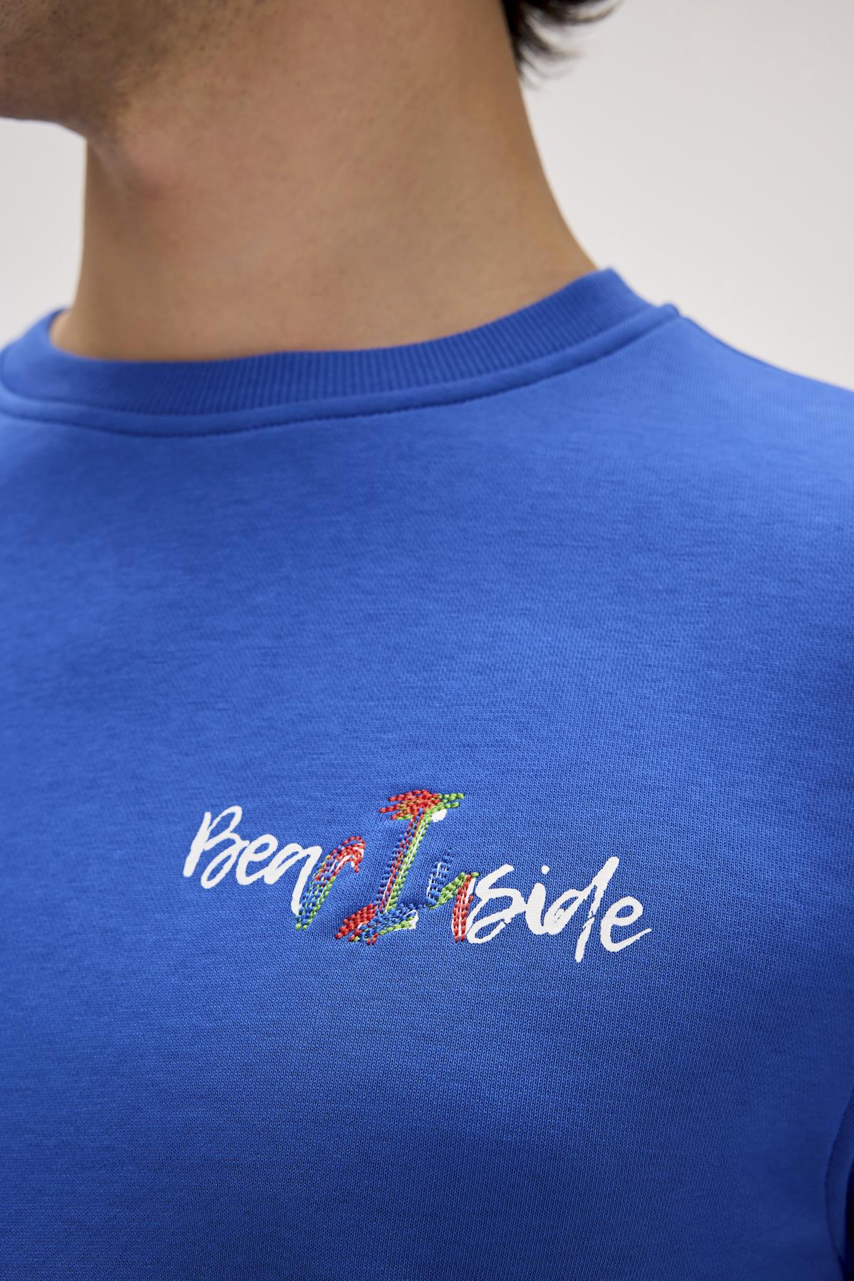 Splashy Saks Mavisi Erkek Baskılı Sweatshirt