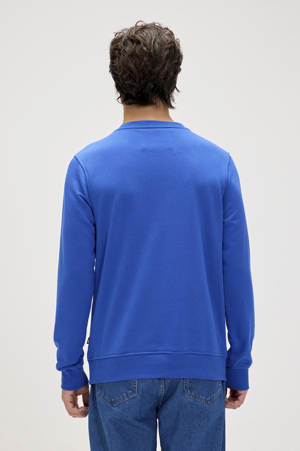 Splashy Saks Mavisi Erkek Baskılı Sweatshirt