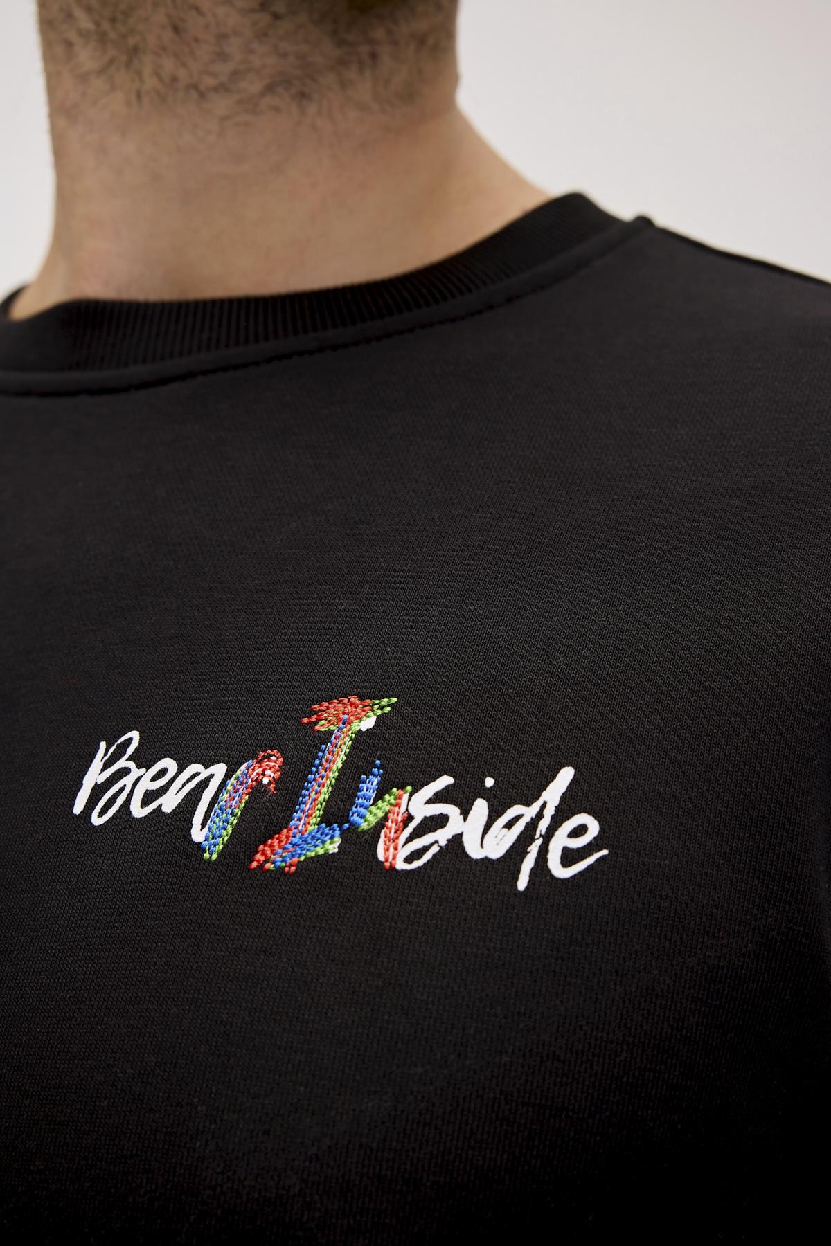 Splashy Siyah Erkek Baskılı Sweatshirt