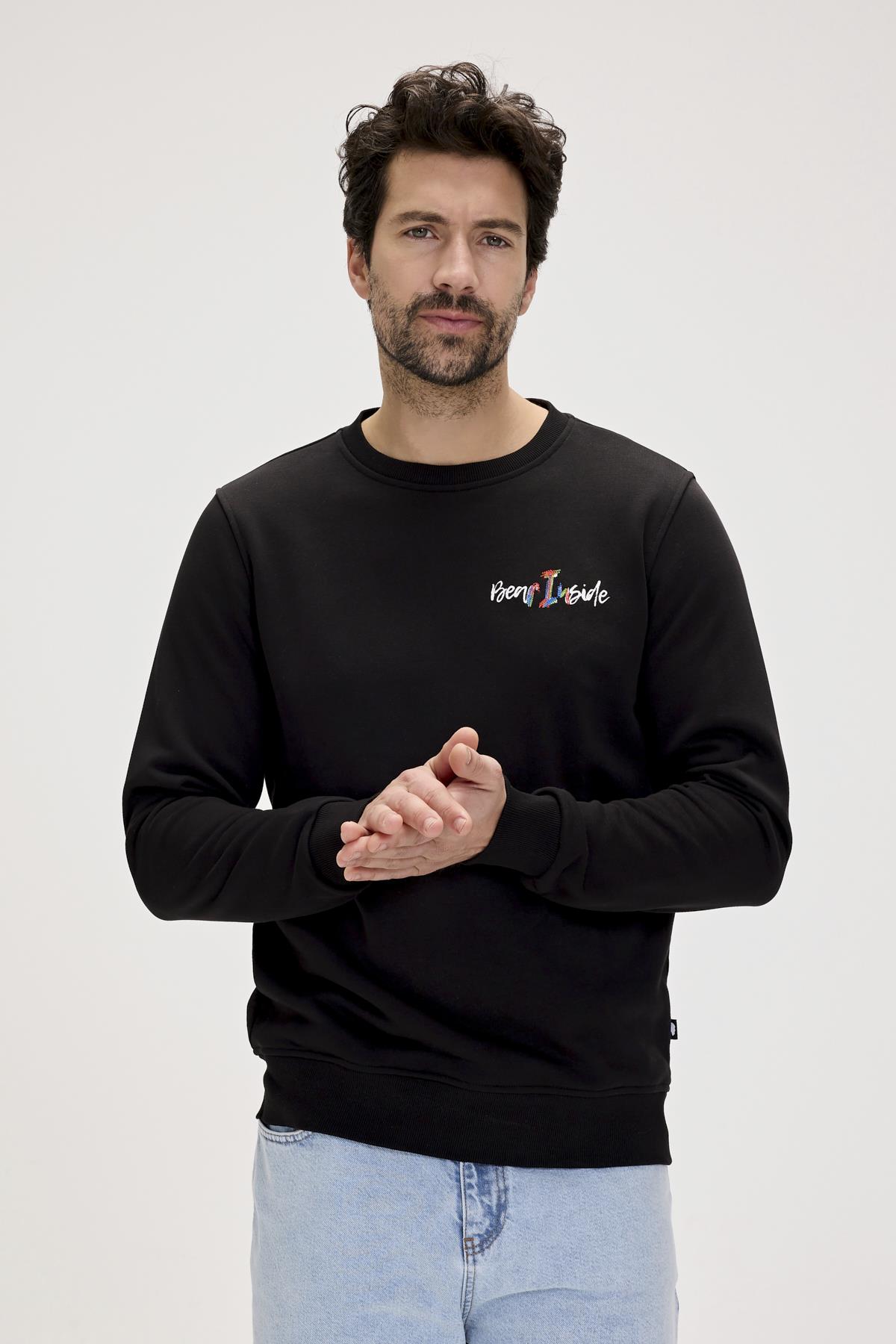 Splashy Siyah Erkek Baskılı Sweatshirt