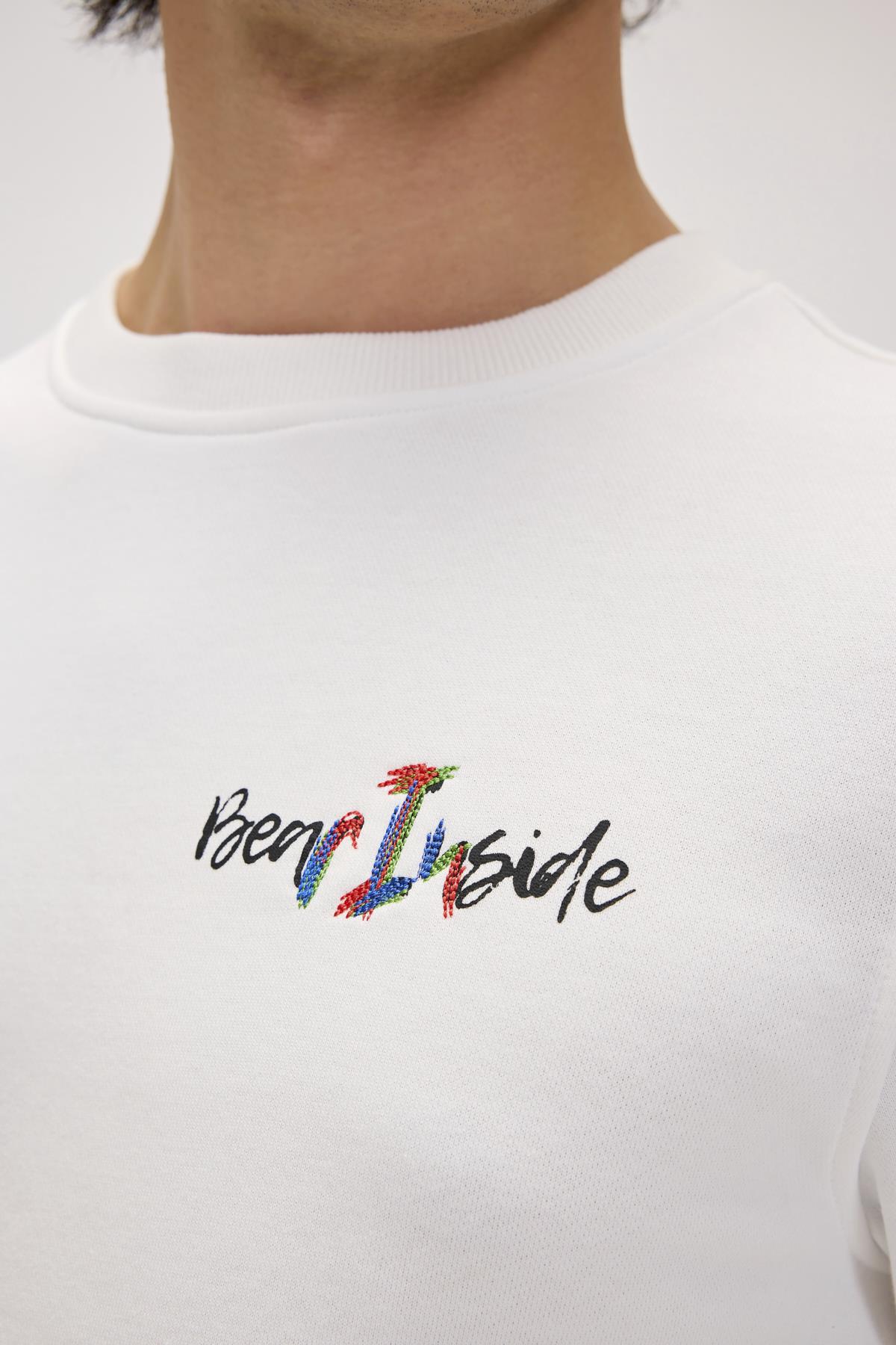 Splashy Beyaz Erkek Baskılı Sweatshirt