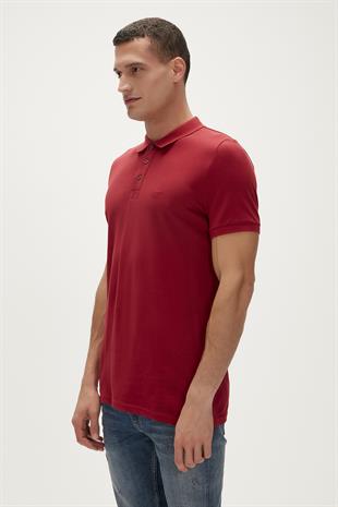 Stark Bordo Polo Yaka Erkek T-Shirt