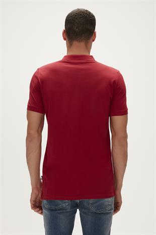 Stark Bordo Polo Yaka Erkek T-Shirt