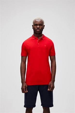 Stark KS Crimson Red Kırmızı Polo Yaka King Size Erkek T-Shirt