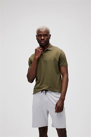 Stark KS Haki Yeşil Polo Yaka King Size Erkek T-Shirt