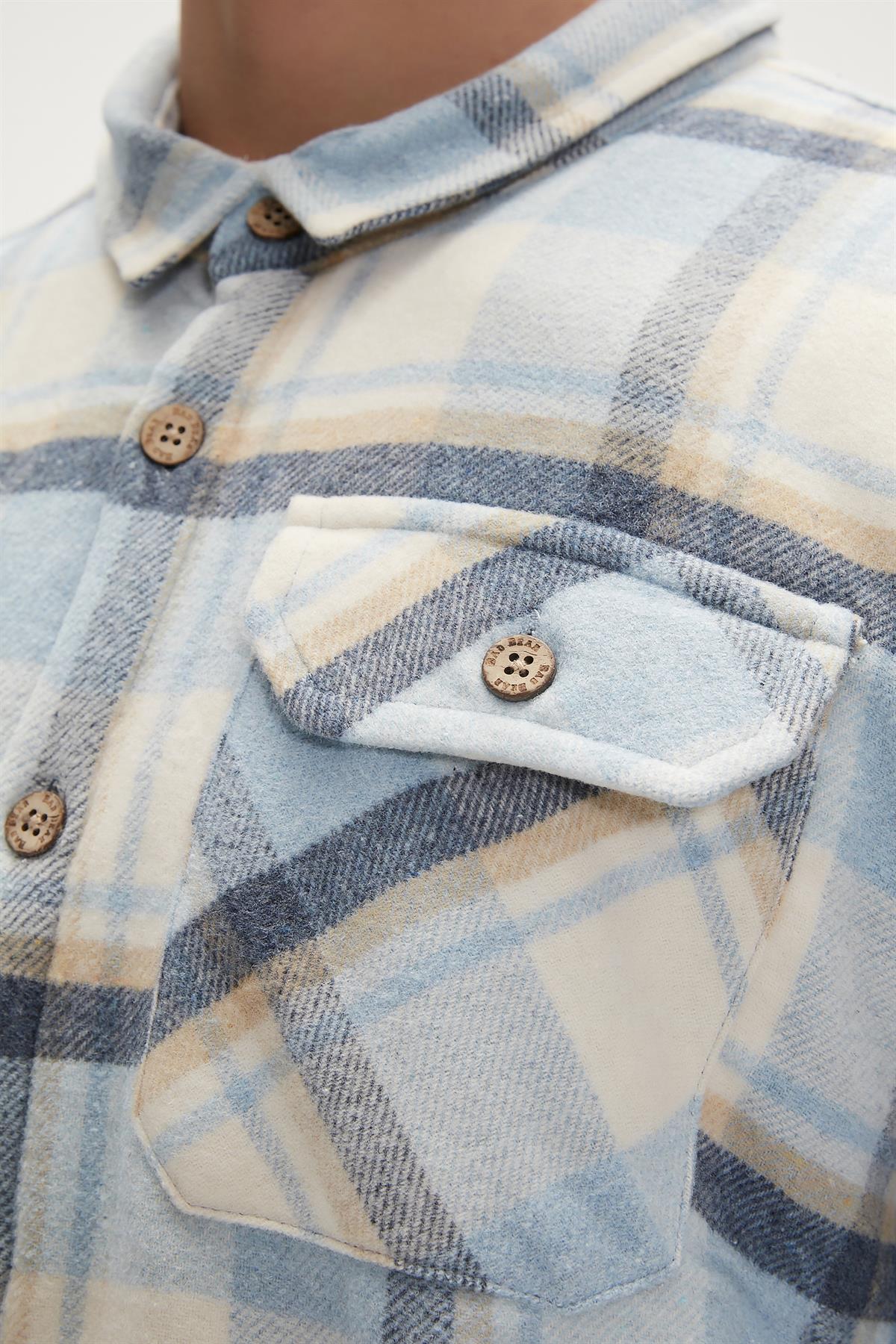 Thomas Mavi Kareli Erkek Oduncu Gömlek Ceket