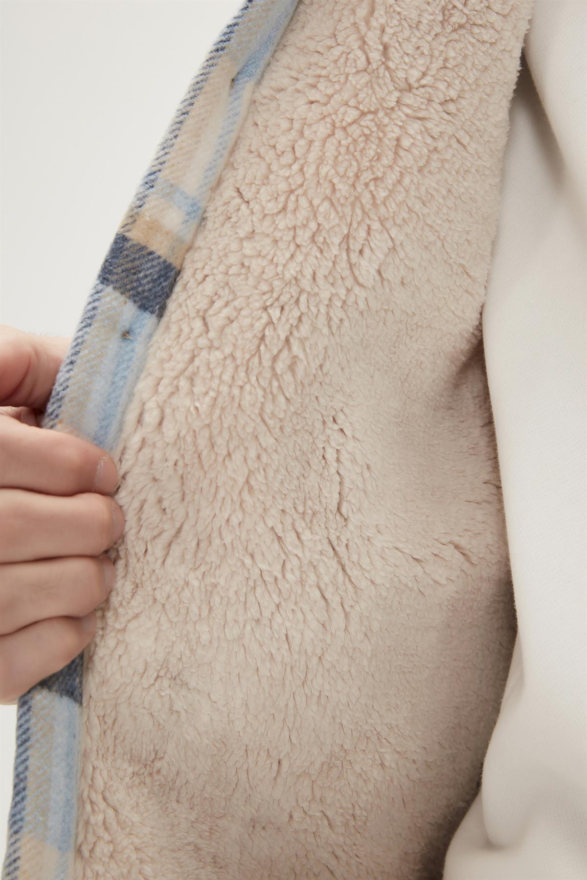 Thomas Mavi Kareli Erkek Oduncu Gömlek Ceket