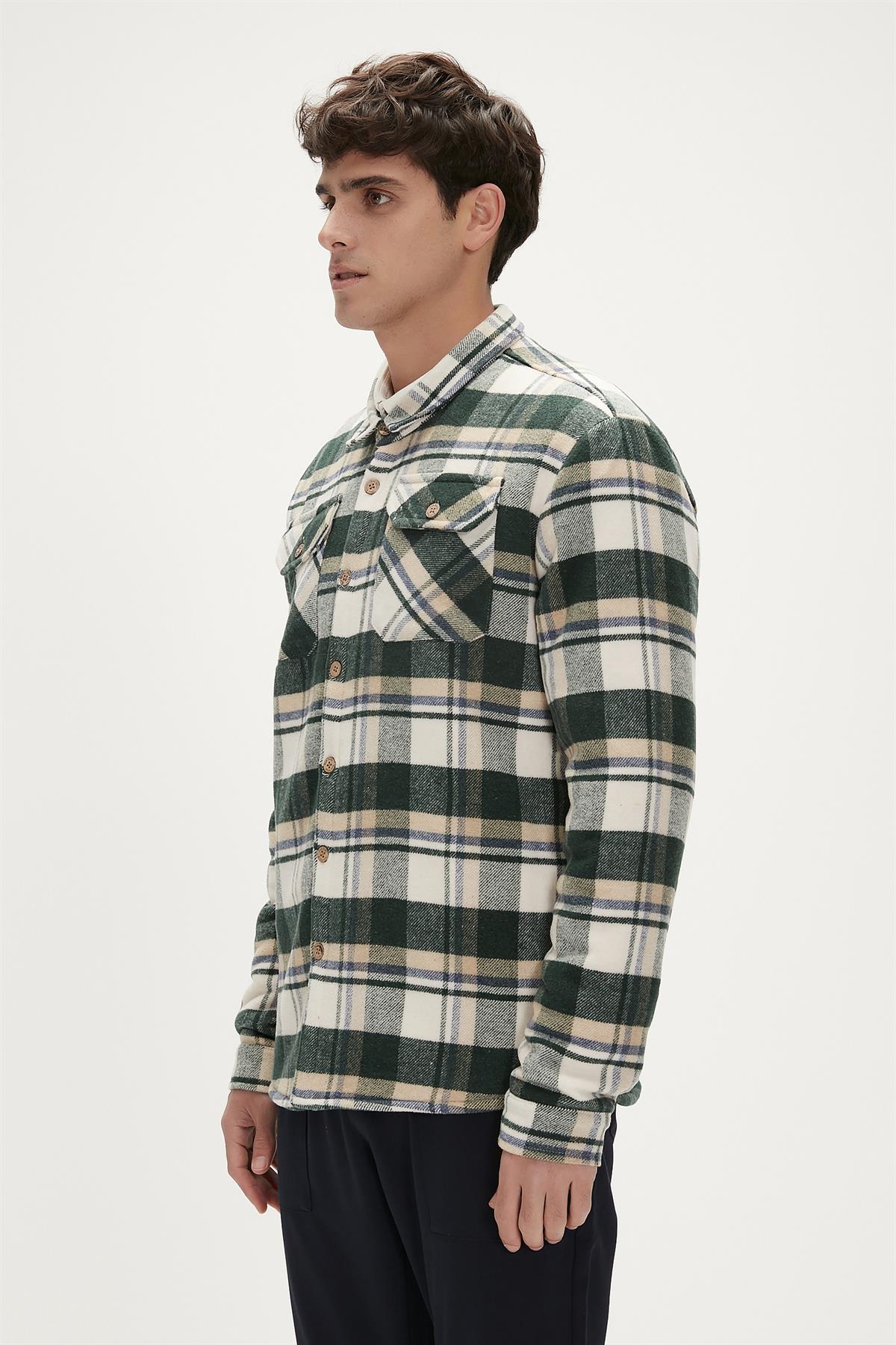 Thomas Yeşil Kareli Erkek Oduncu Gömlek Ceket