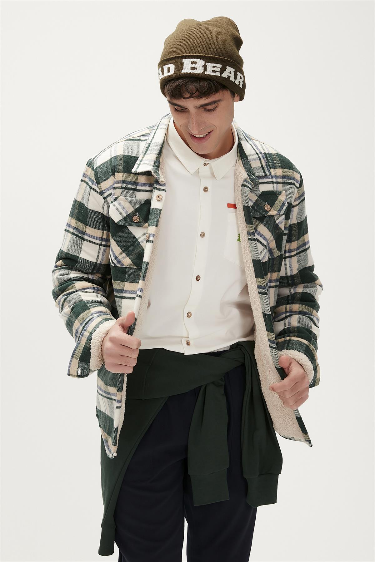 Thomas Yeşil Kareli Erkek Oduncu Gömlek Ceket