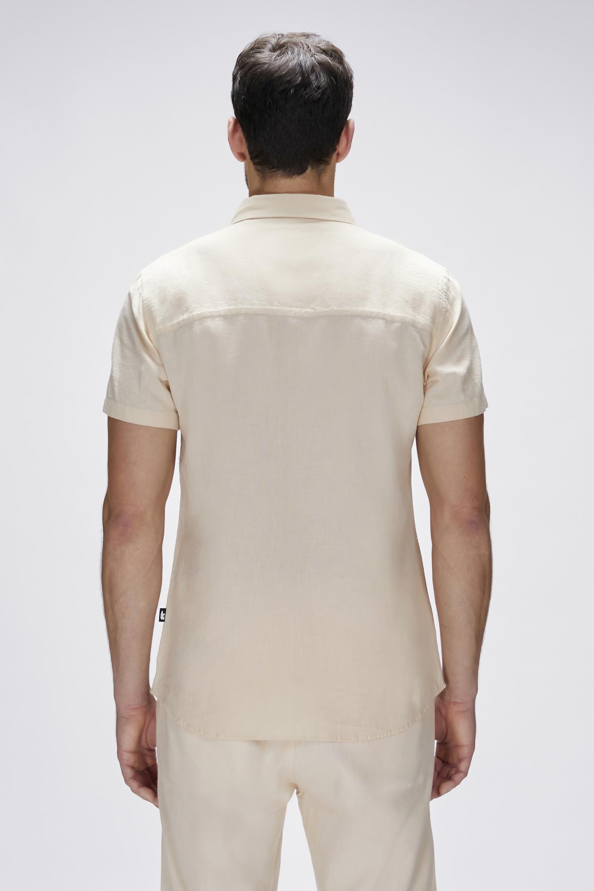 Tindra Bej Kısa Kollu Erkek Gömlek