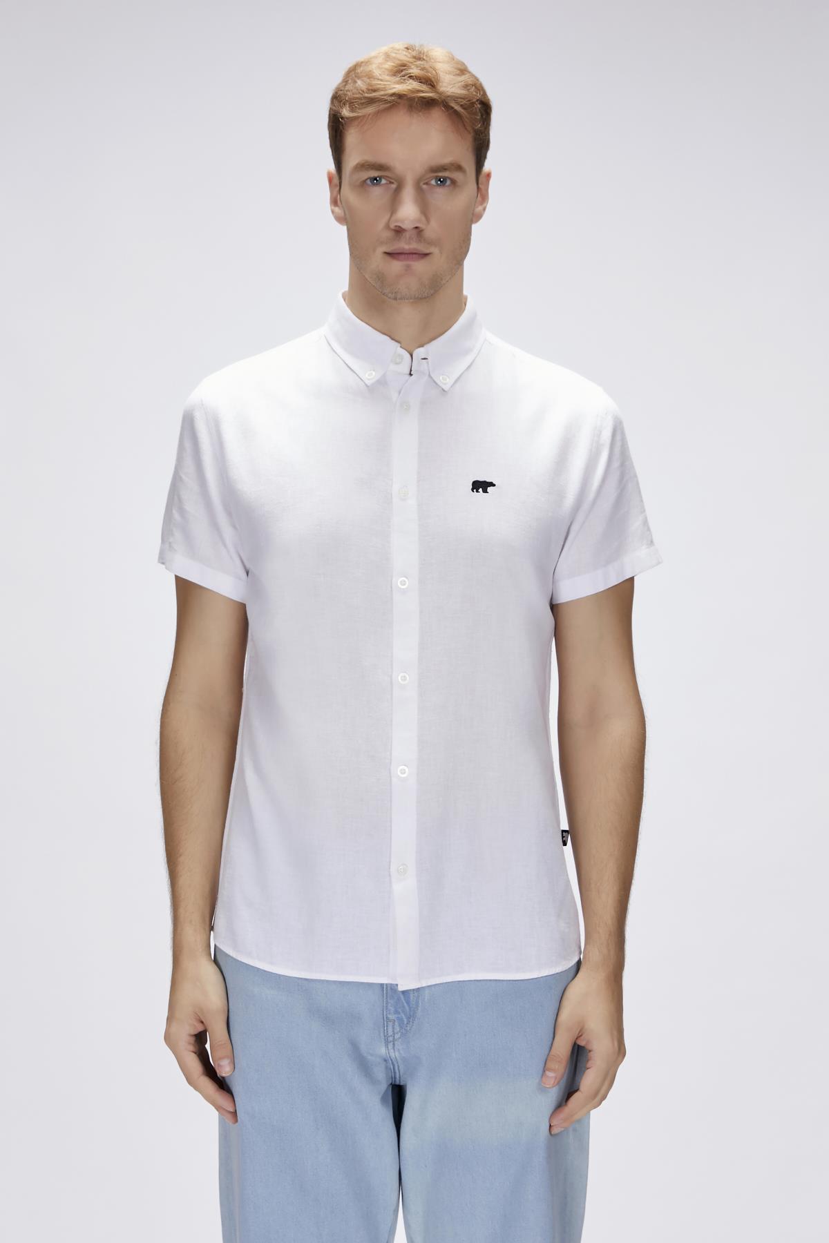 Tindra Beyaz Kısa Kollu Erkek Gömlek