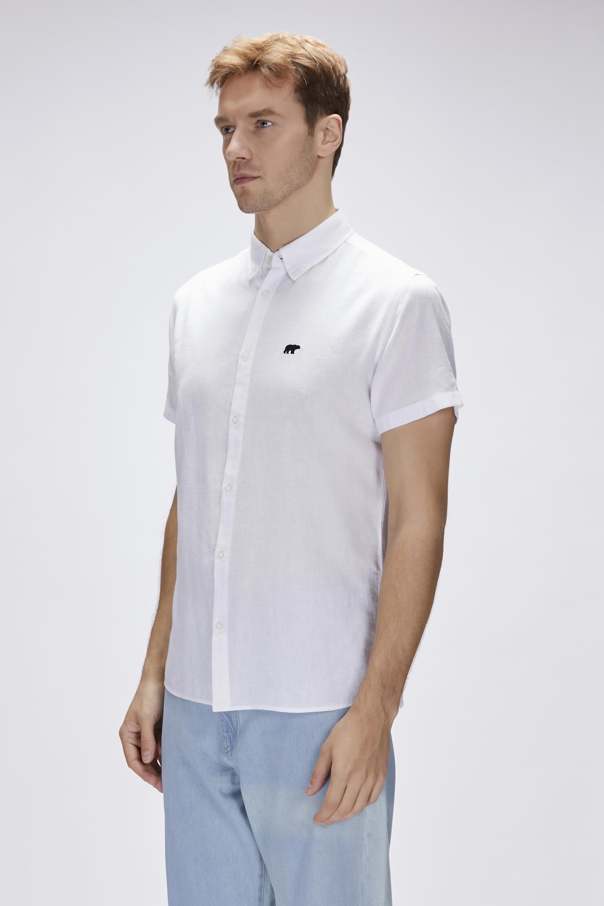 Tindra Beyaz Kısa Kollu Erkek Gömlek