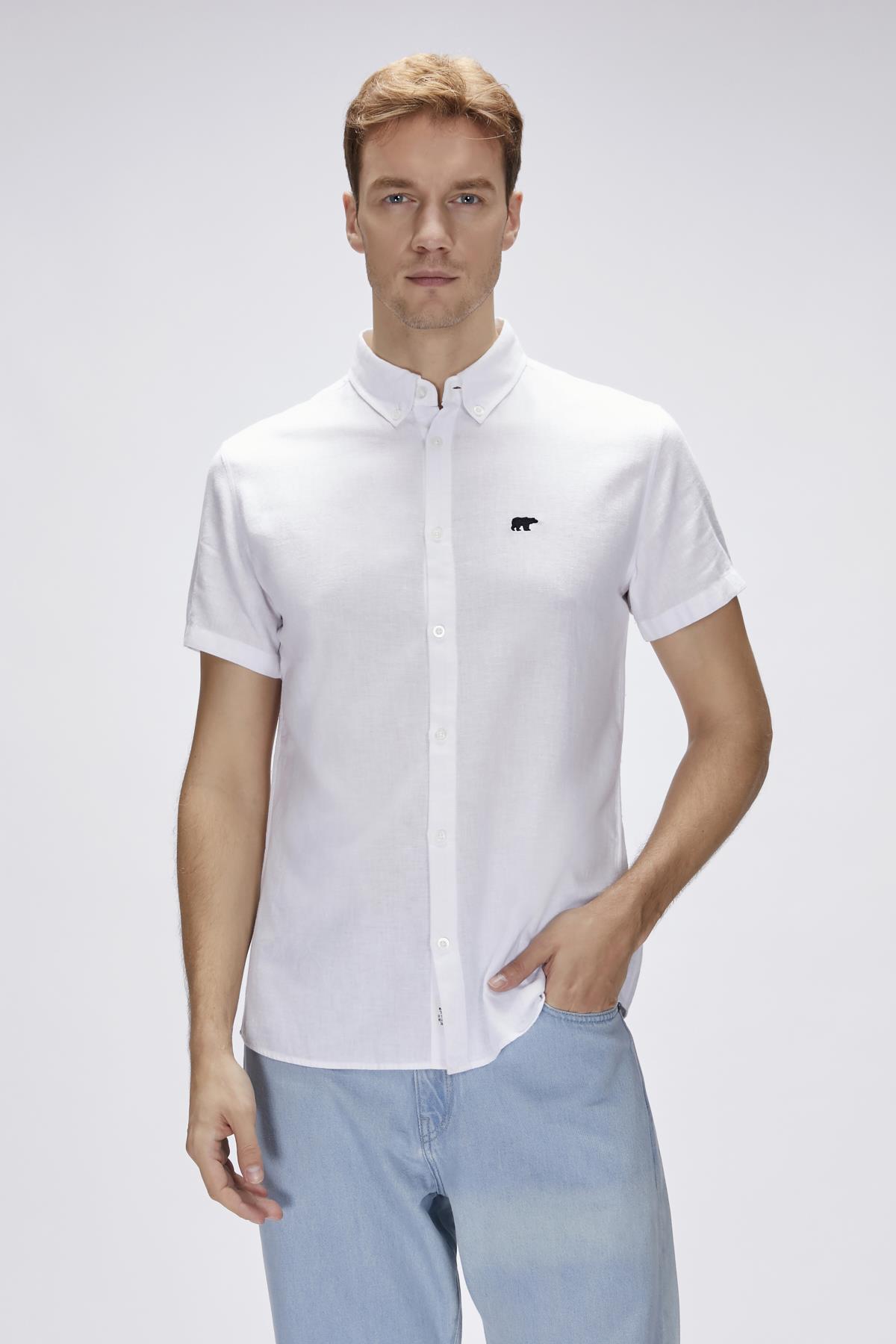 Tindra Beyaz Kısa Kollu Erkek Gömlek
