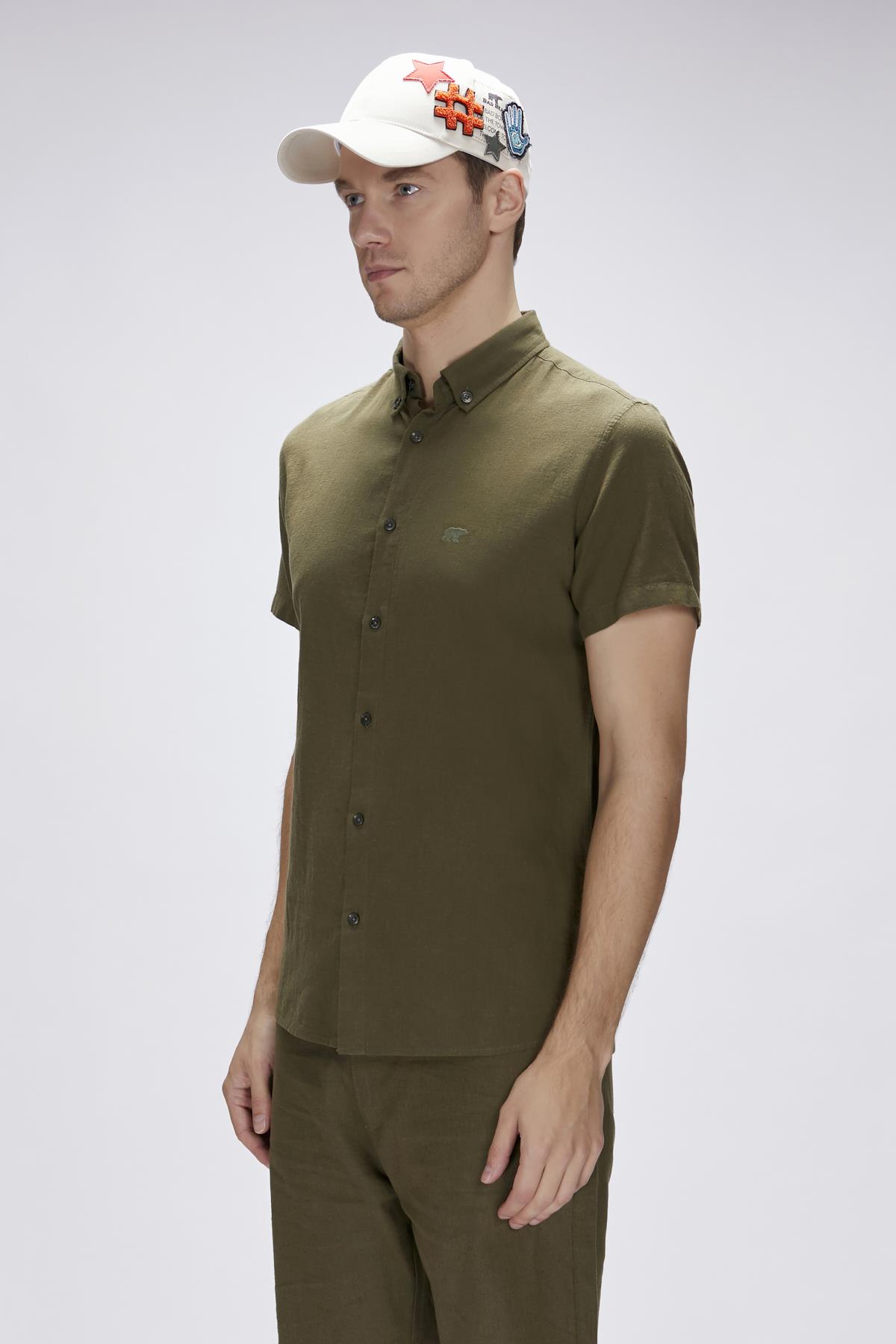 Tindra Haki Kısa Kollu Erkek Gömlek