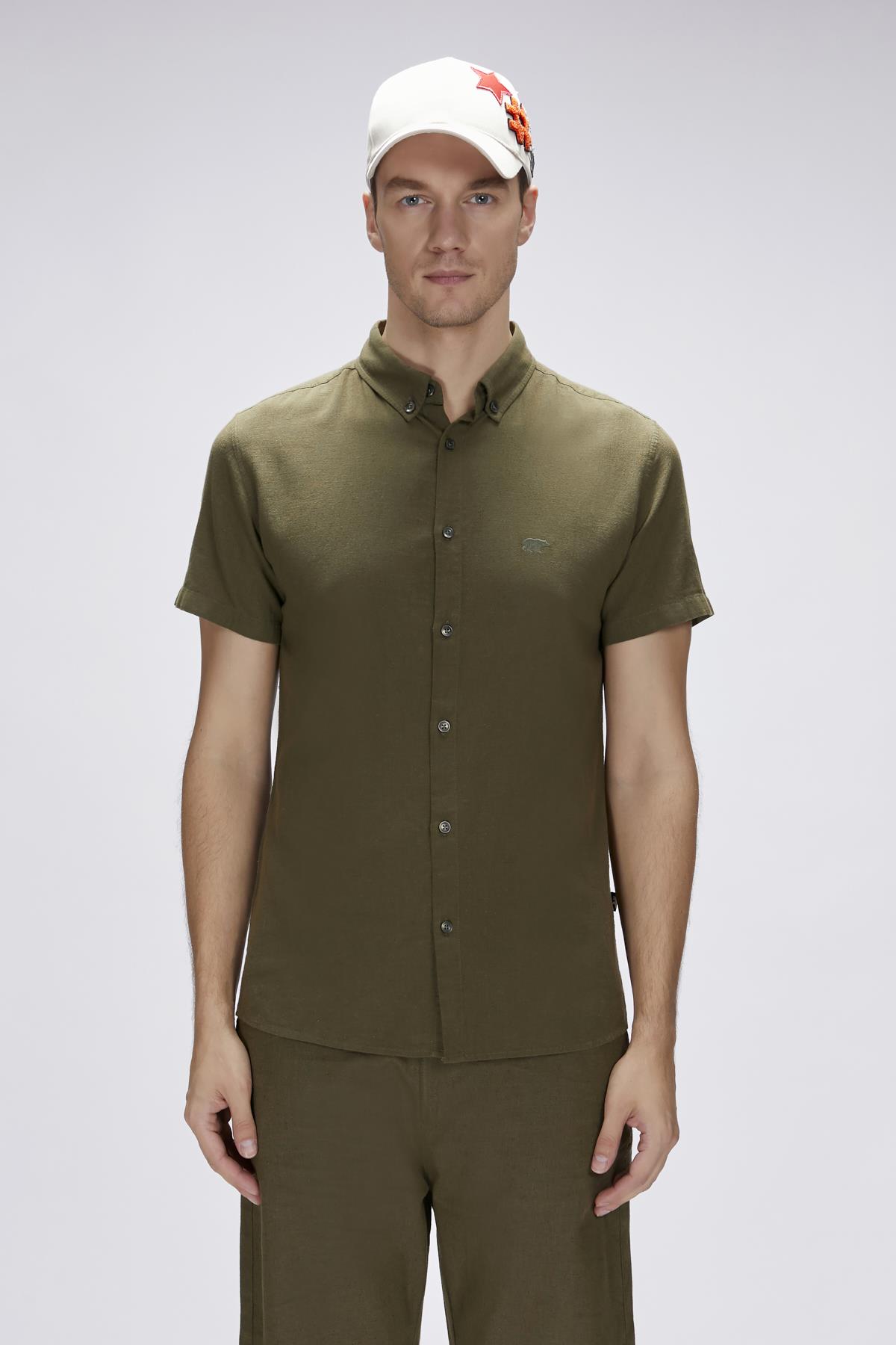 Tindra Haki Kısa Kollu Erkek Gömlek