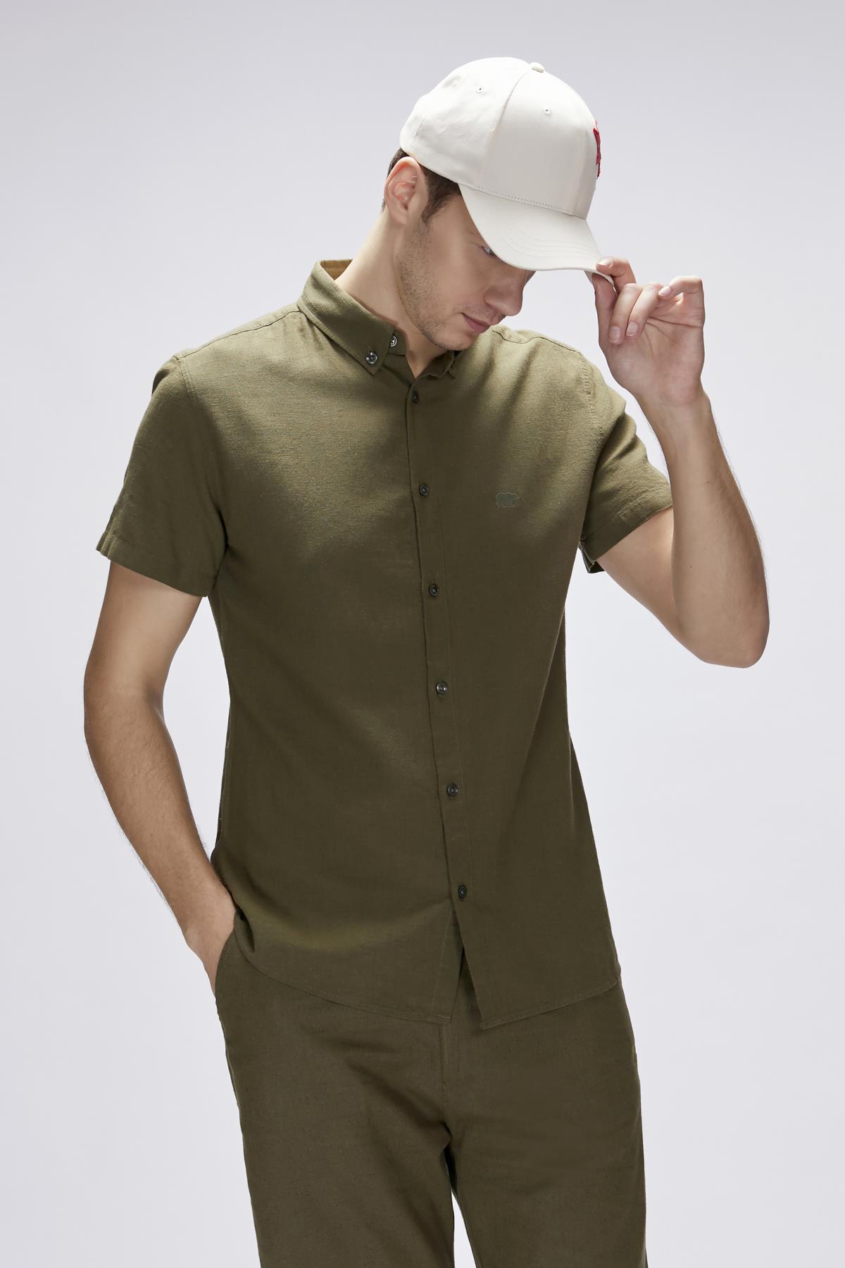 Tindra Haki Kısa Kollu Erkek Gömlek