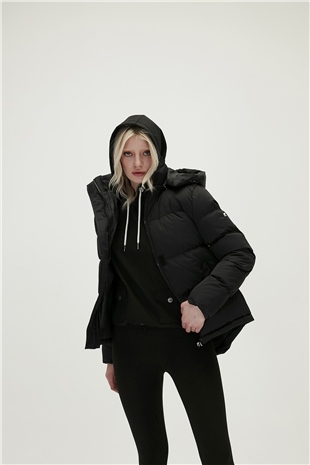 Tinkerbell Black Womens Puffer Coat