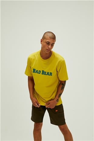 Title Oversize T-Shirt Cider Sarı Baskılı Erkek Tişört