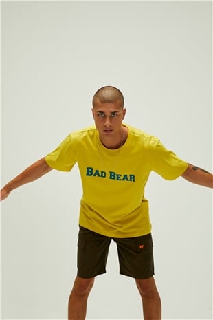 Title Oversize T-Shirt Cider Sarı Baskılı Erkek Tişört