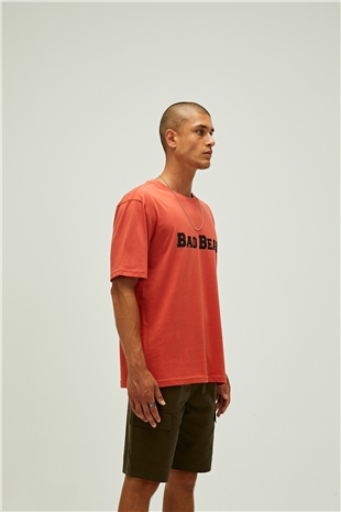 Title Oversize T-Shirt Ginger Tarçın Baskılı Erkek Tişört 