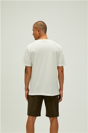 Title Oversize T-Shirt Marshmallow Beyaz Baskılı Erkek Tişört 
