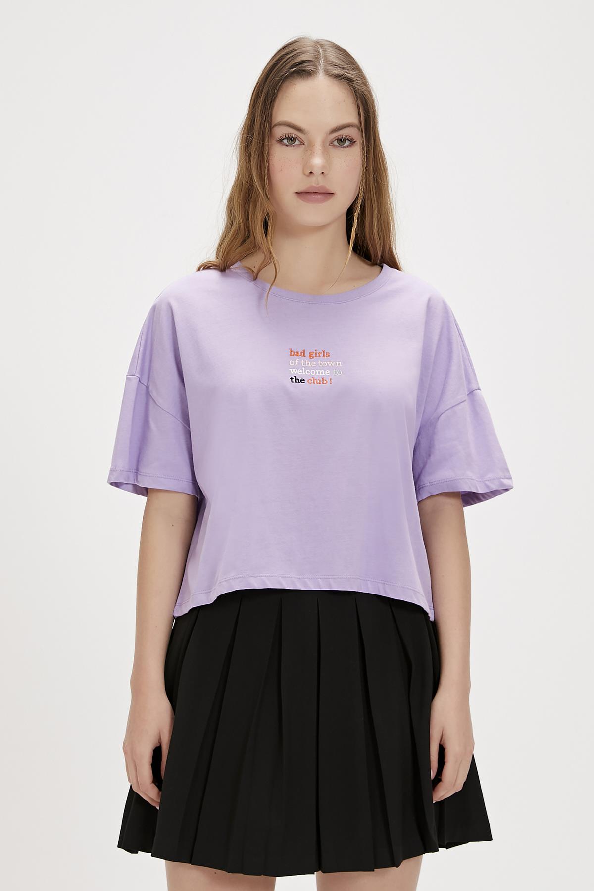 Town Mor Baskılı Kadın Tişört