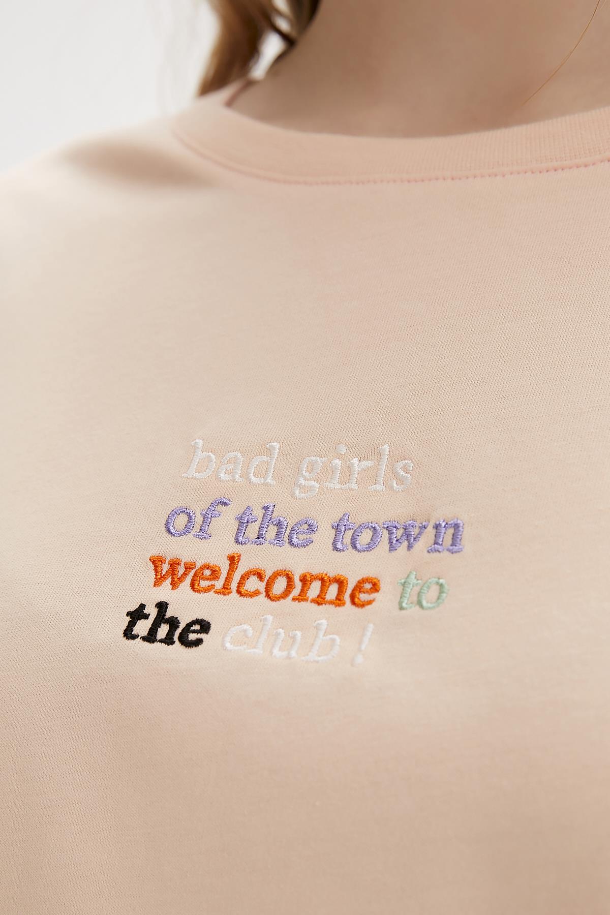 Town Pembe Baskılı Kadın Tişört